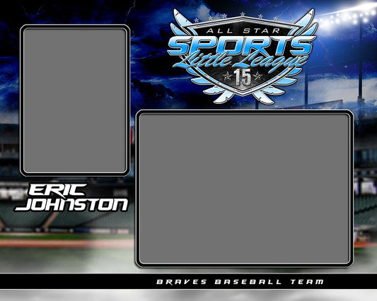 Baseball Night Game - Signature Series - Memory Mate - H-Photoshop Template - Photo Solutions