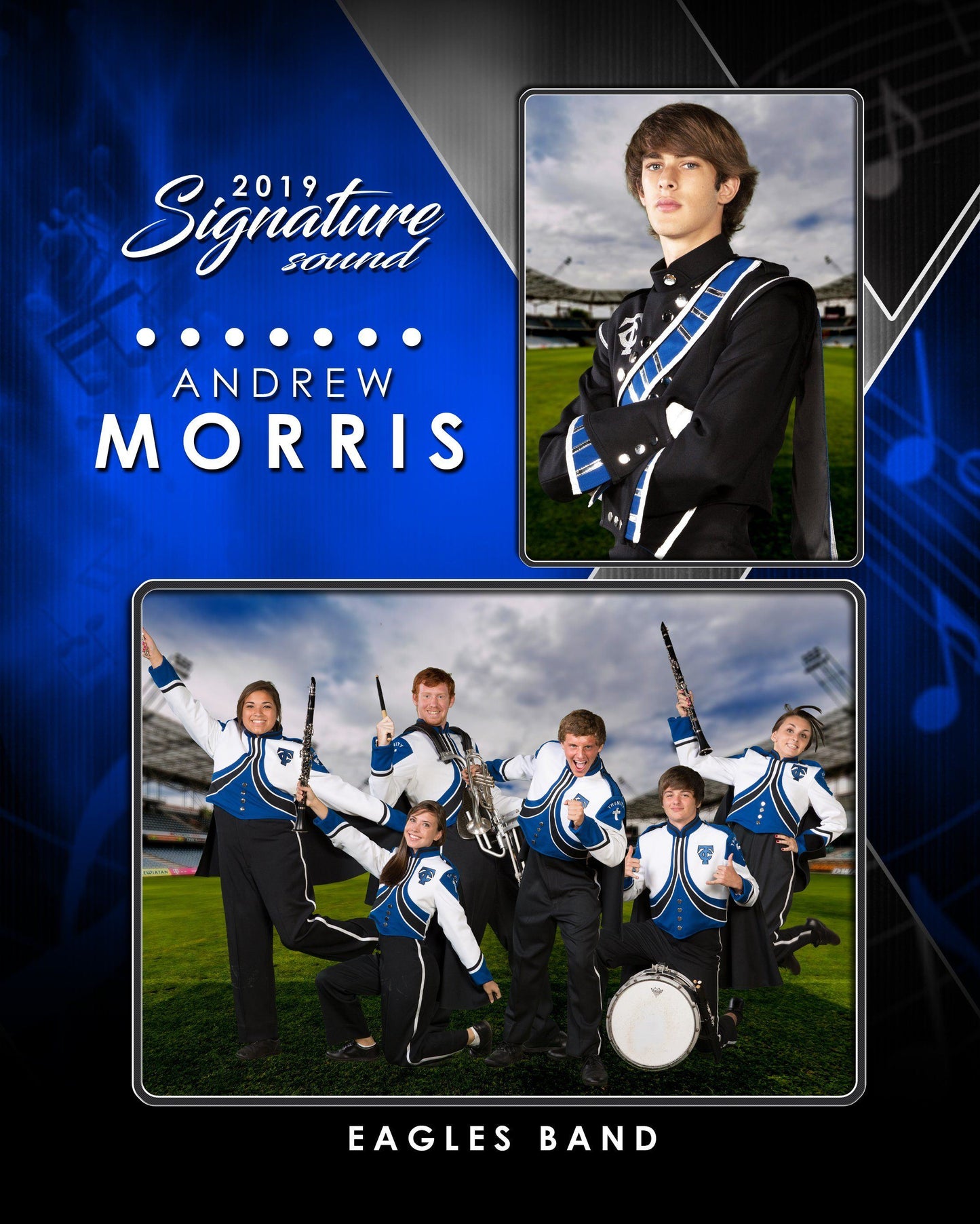 Signature Player - Band- V2 - Drop In Memory Mate V Template-Photoshop Template - Photo Solutions