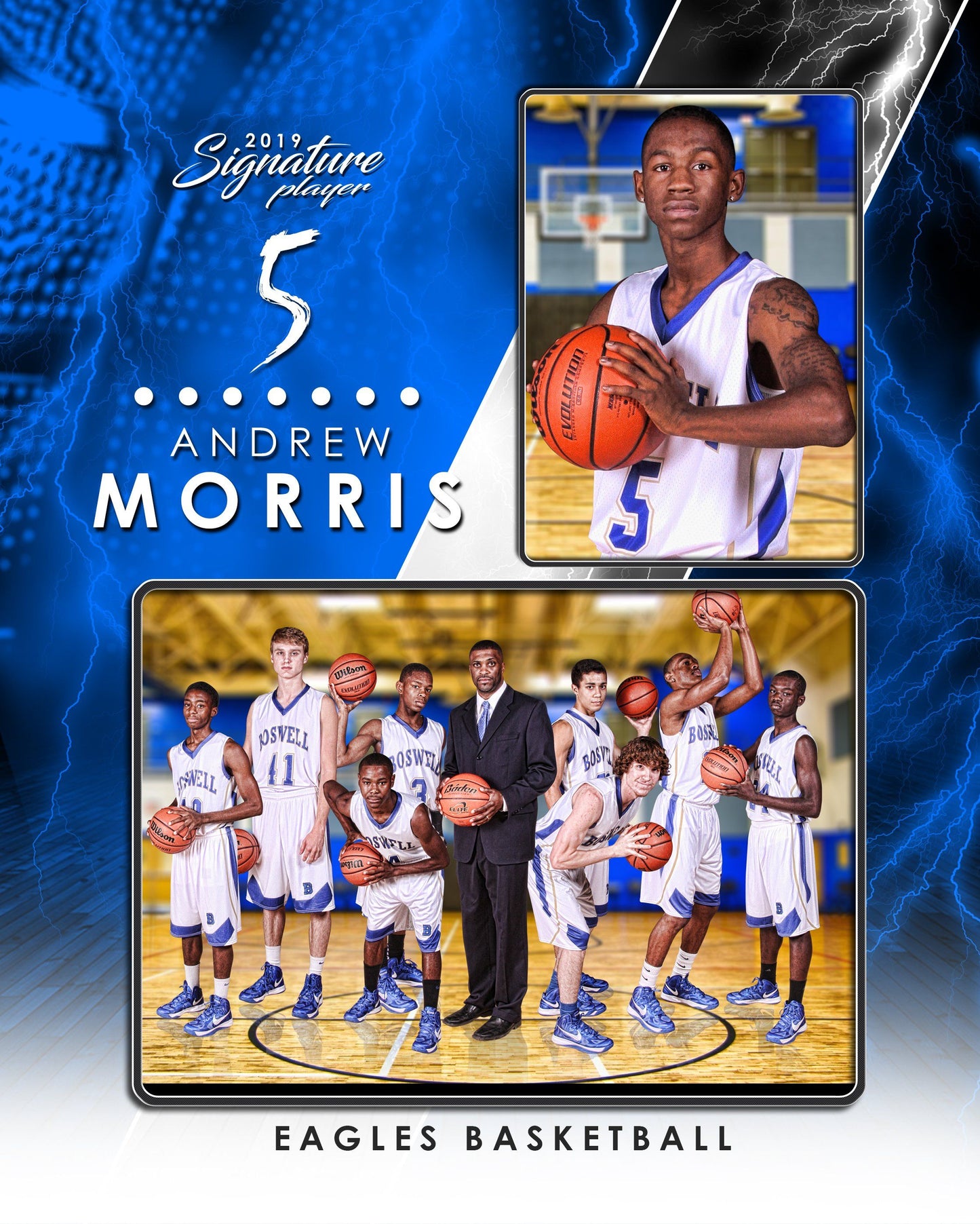 Signature Player - Basketball - V3 - T&I Drop-In Collection-Photoshop Template - Photo Solutions