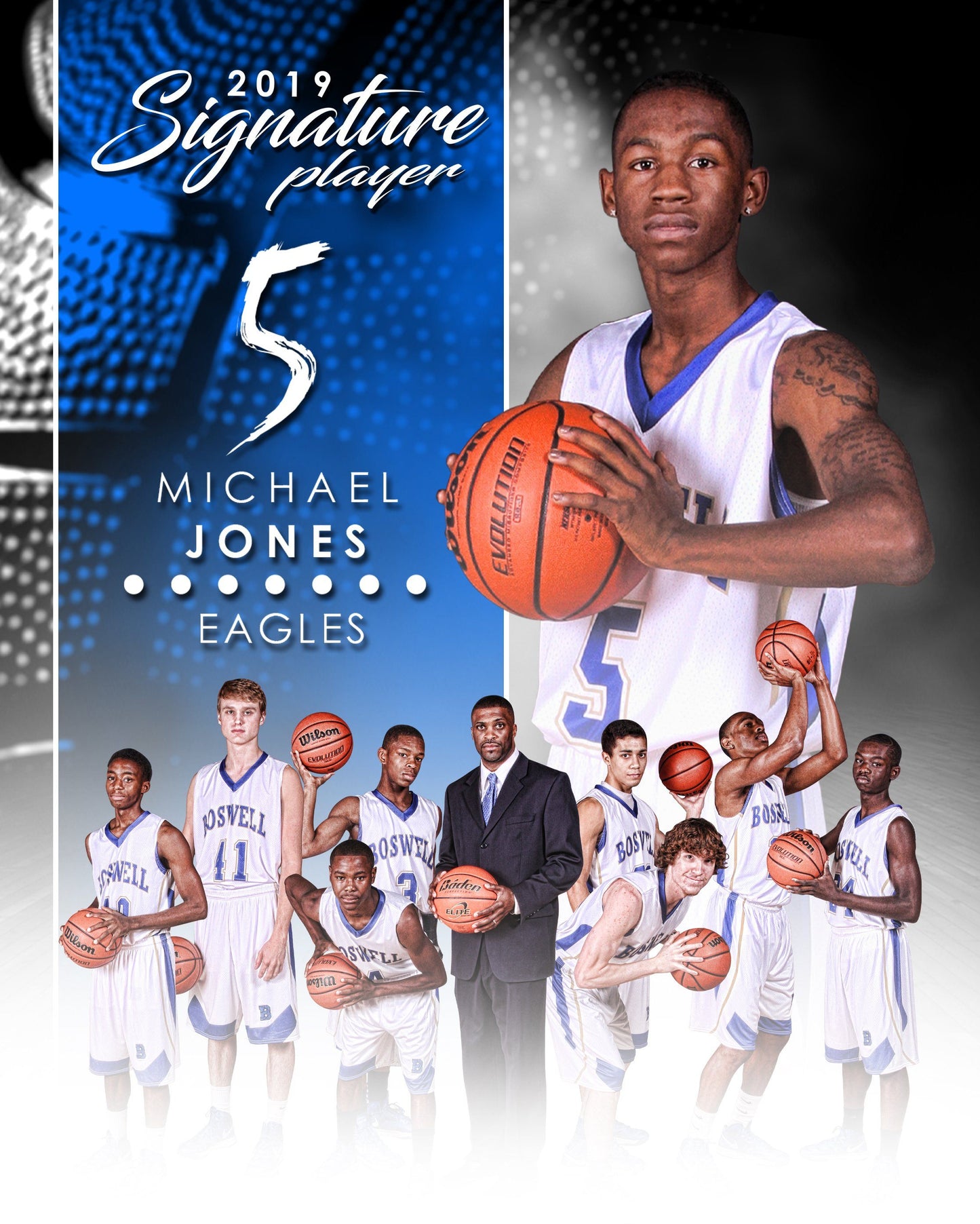 Signature Player - Basketball - V1 - Extraction Memory Mate V Template-Photoshop Template - Photo Solutions
