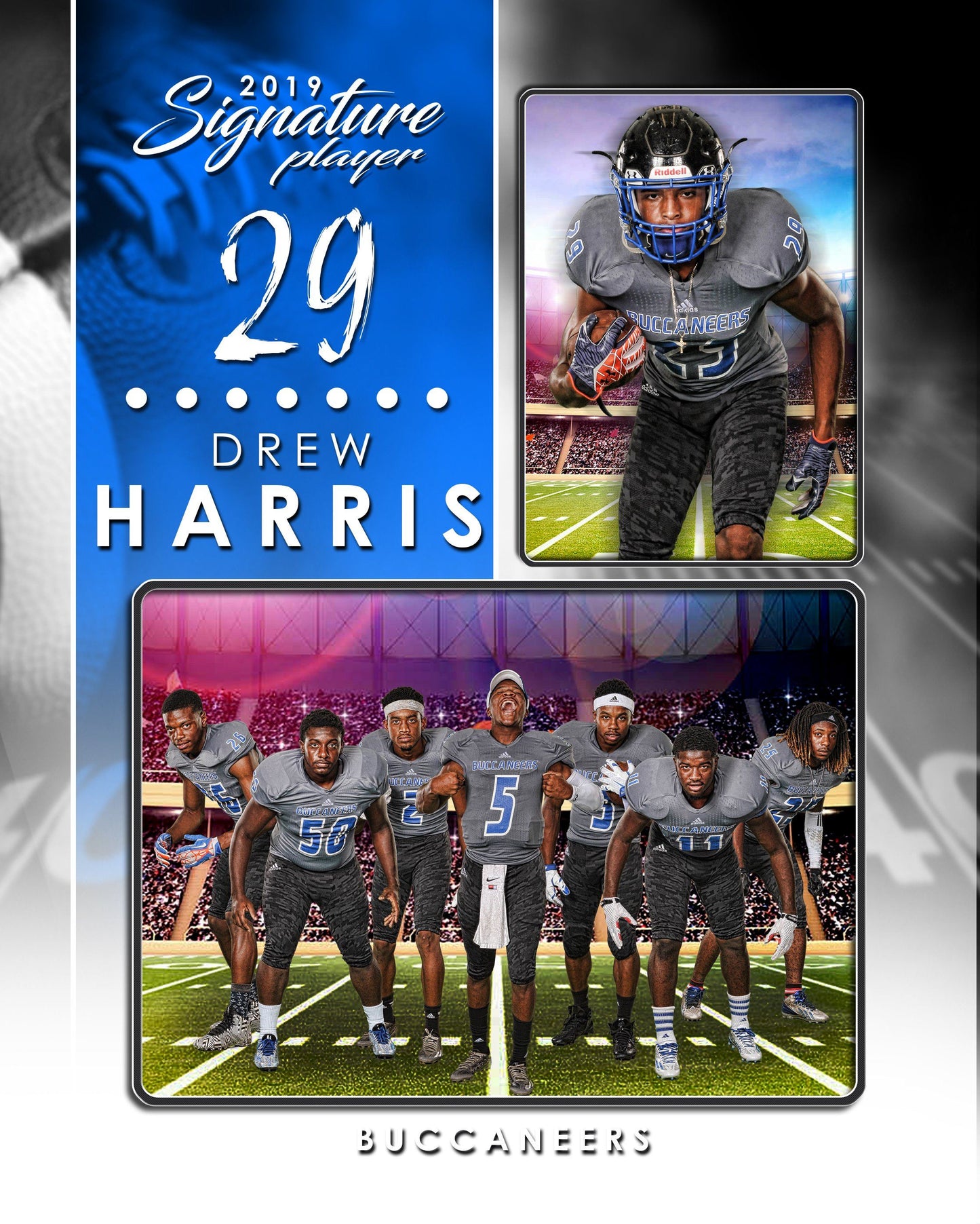 Signature Player - Football - V1 - T&I Drop-In Collection-Photoshop Template - Photo Solutions