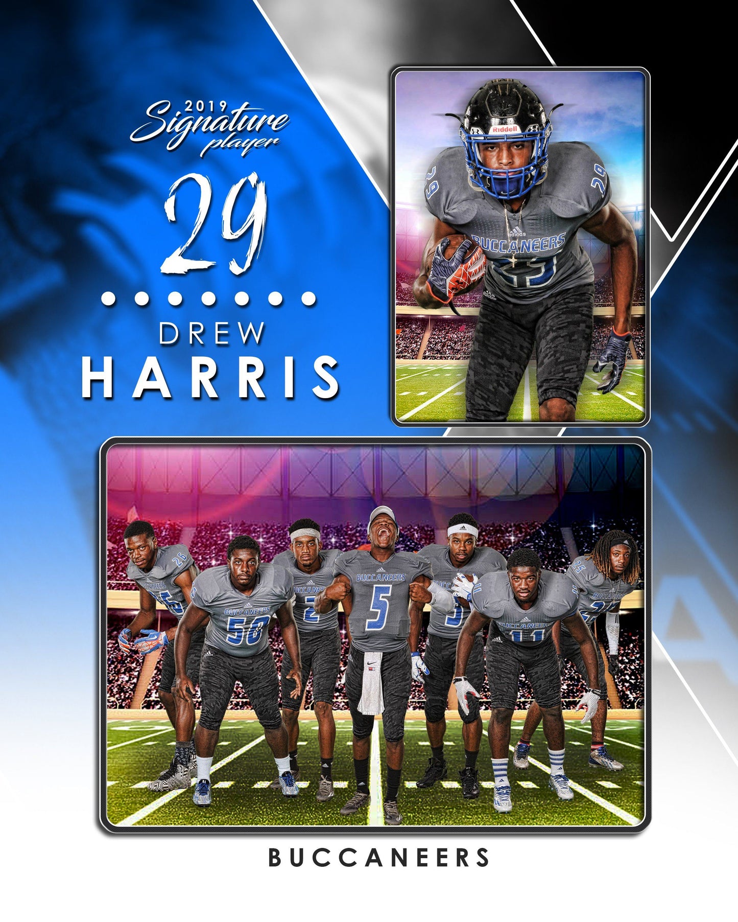 Signature Player - Football - V2 - Drop In Memory Mate V Template-Photoshop Template - Photo Solutions