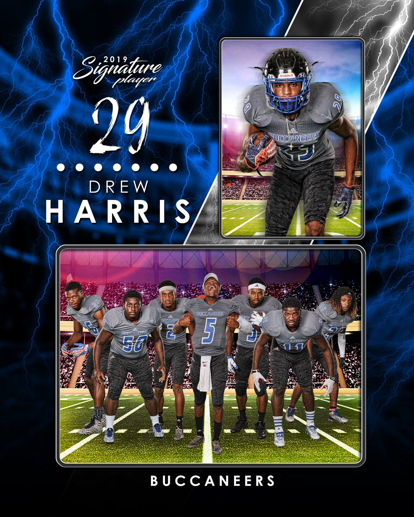 Signature Player - Football - V3 - T&I Drop-In Collection-Photoshop Template - Photo Solutions