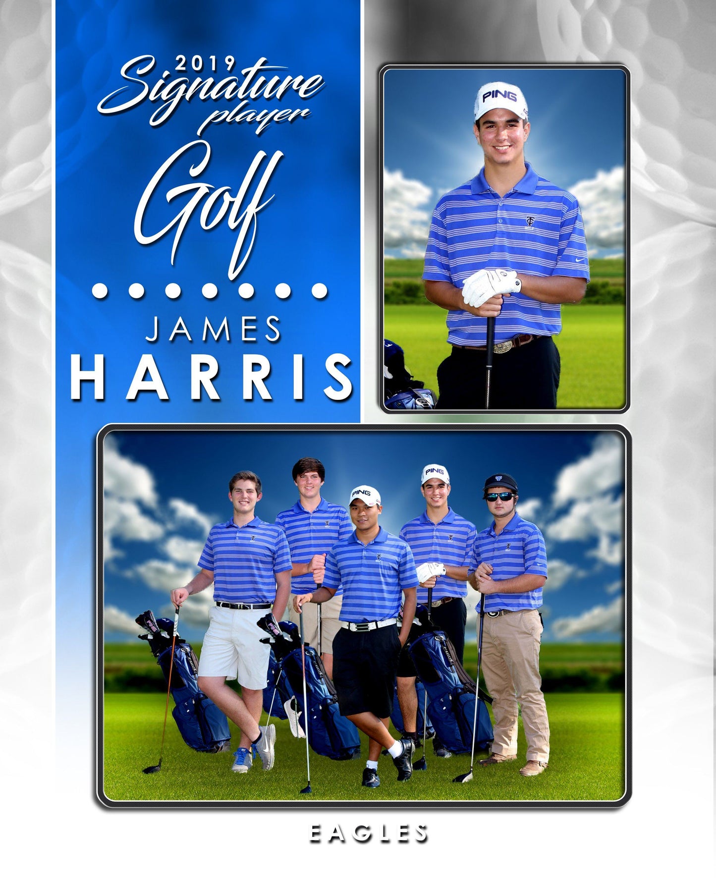 Signature Player - Golf - V1 - Drop In Memory Mate V Template-Photoshop Template - Photo Solutions
