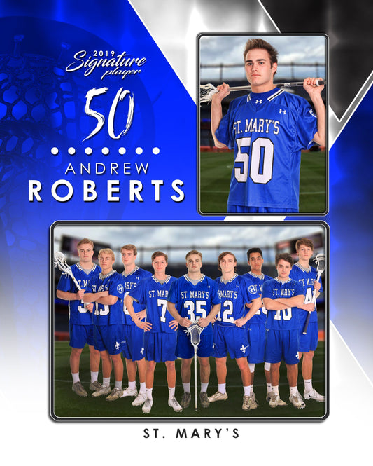 Signature Player - Lacrosse - V2 - Drop In Memory Mate V Template-Photoshop Template - Photo Solutions