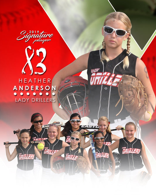 Signature Player - Softball - V2 - Extraction Memory Mate V Template-Photoshop Template - Photo Solutions