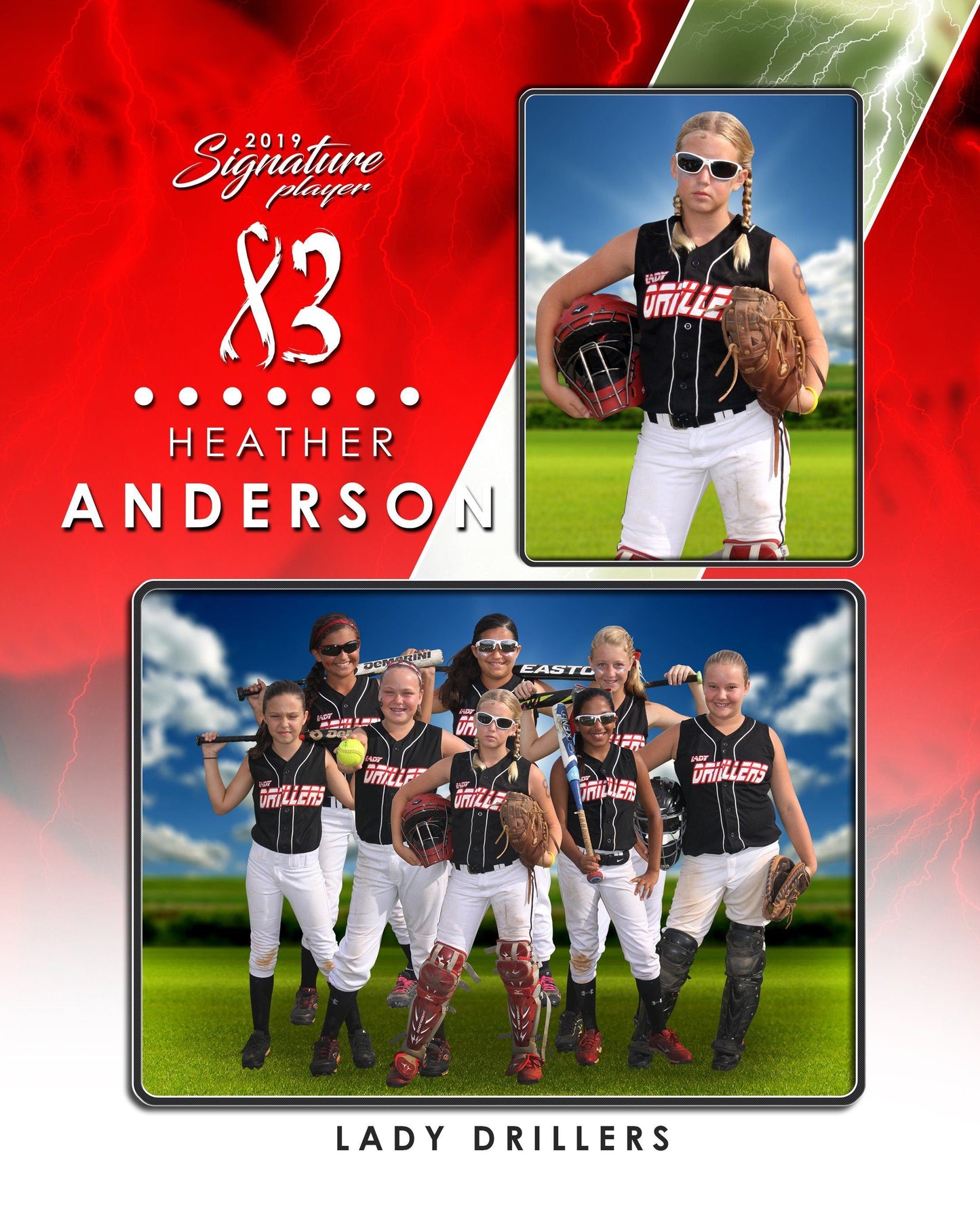 Signature Player - Softball - V3 - T&I Drop-In Collection-Photoshop Template - Photo Solutions