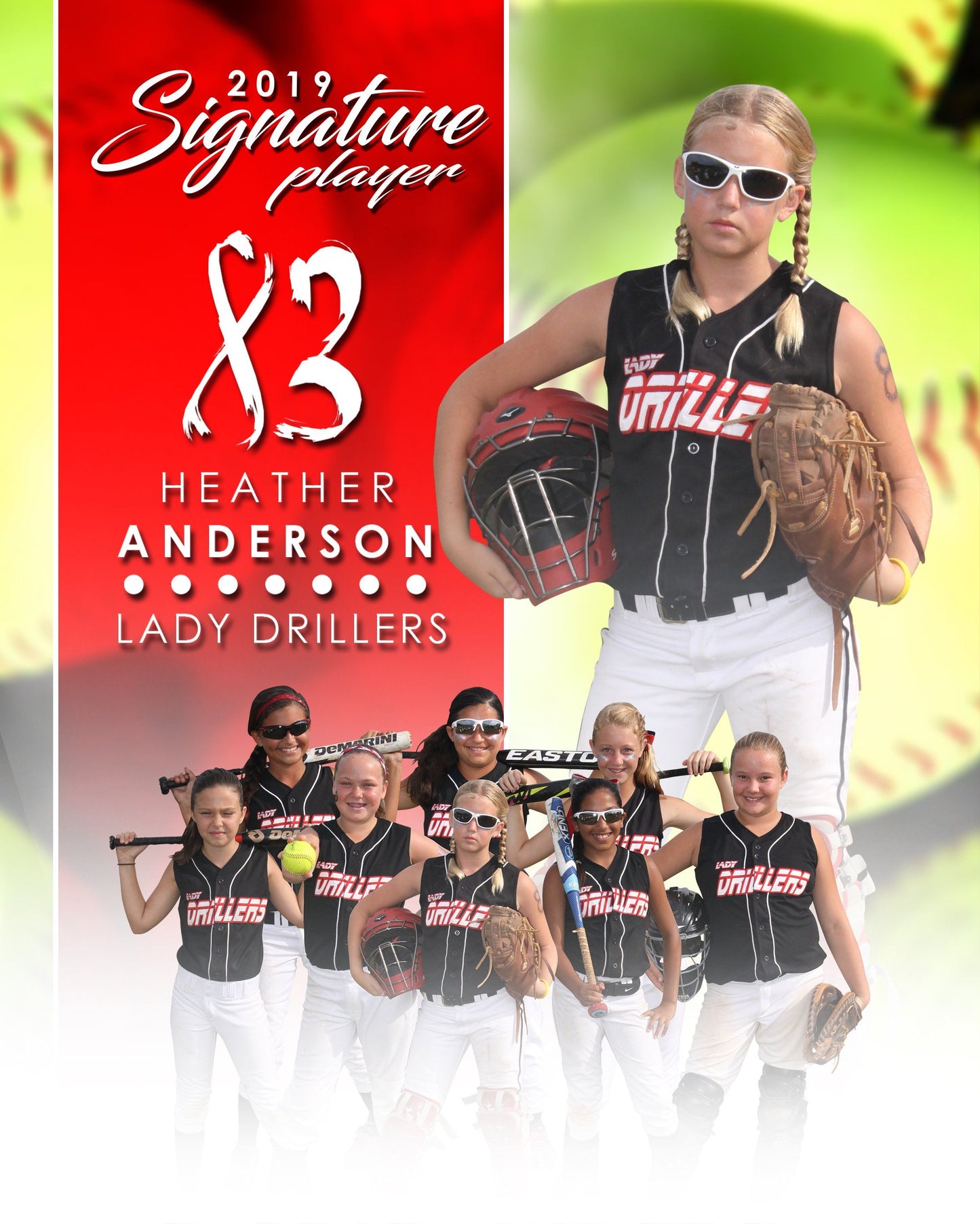 Signature Player - Softball - V1 - Extraction Memory Mate V Template-Photoshop Template - Photo Solutions