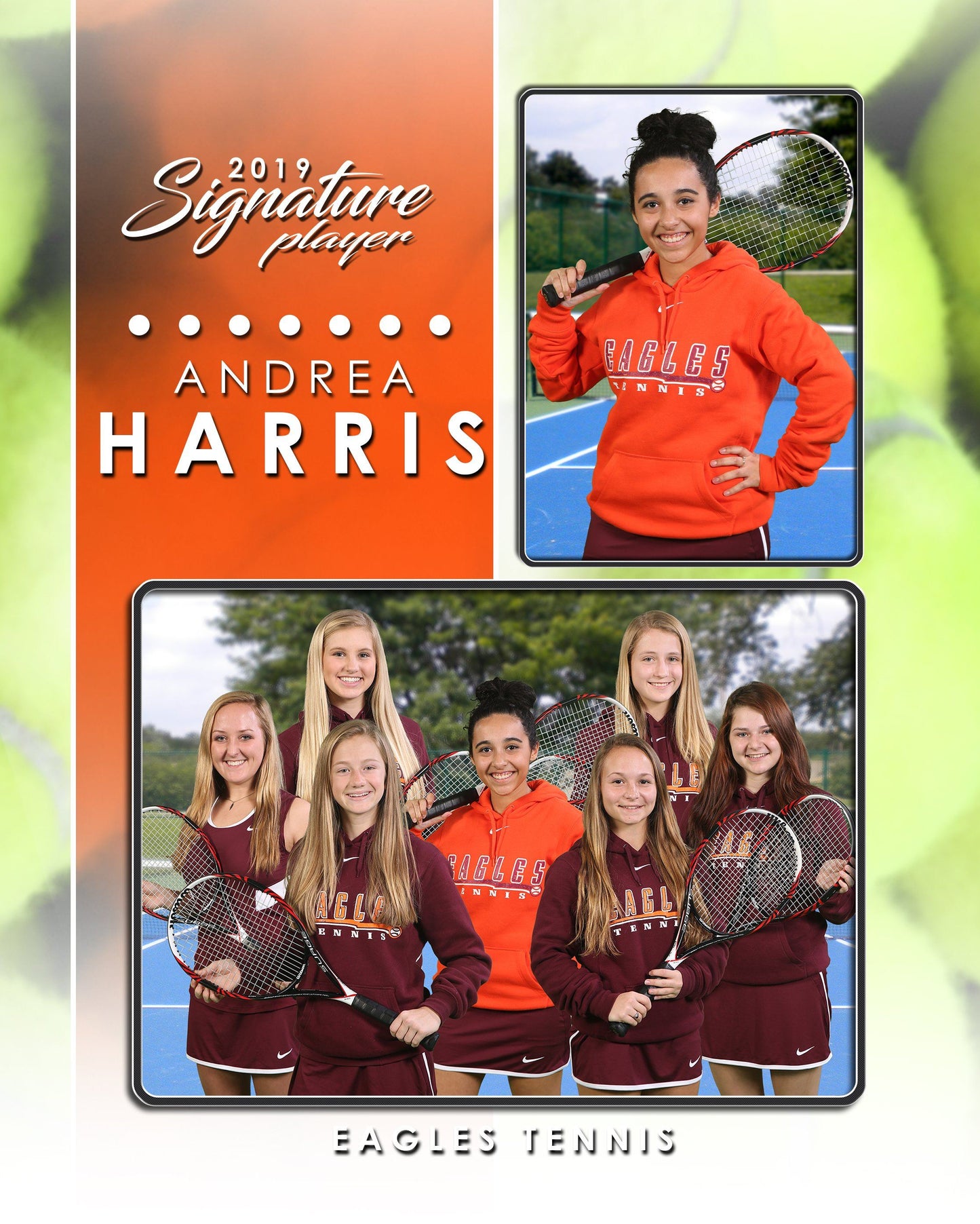 Signature Player - Tennis - V1 - Drop In Memory Mate V Template-Photoshop Template - Photo Solutions