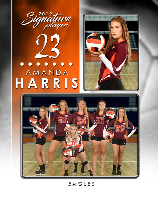 Signature Player - Volleyball - V1 - Drop In Memory Mate V Template-Photoshop Template - Photo Solutions