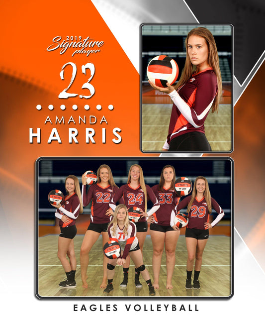 Signature Player - Volleyball - V2 - Drop In Memory Mate V Template-Photoshop Template - Photo Solutions