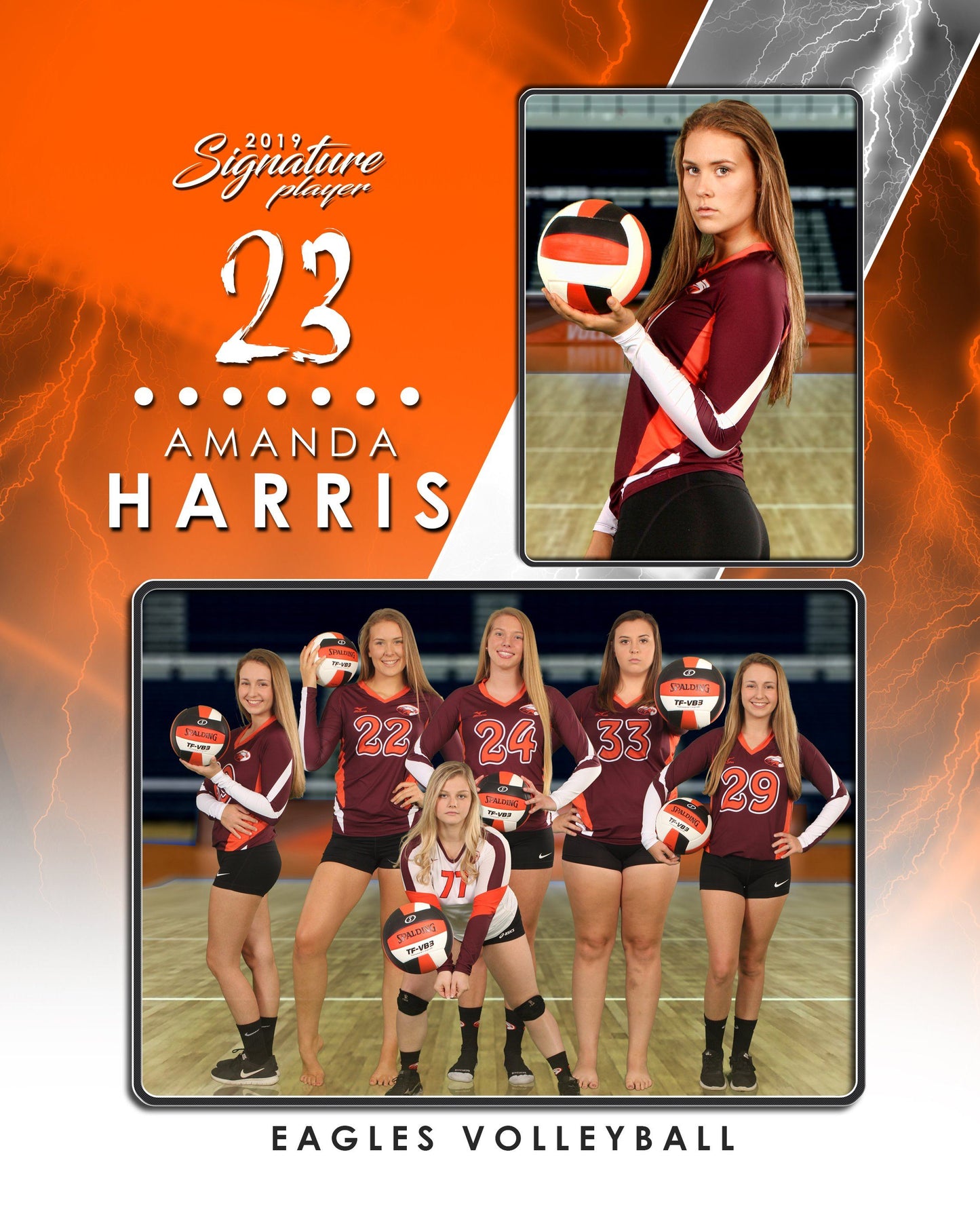 Signature Player - Volleyball - V3 - T&I Drop-In Collection-Photoshop Template - Photo Solutions