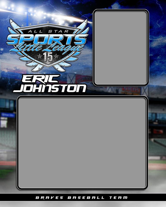 Baseball Night Game - Signature Series  - Memory Mate - V-Photoshop Template - Photo Solutions