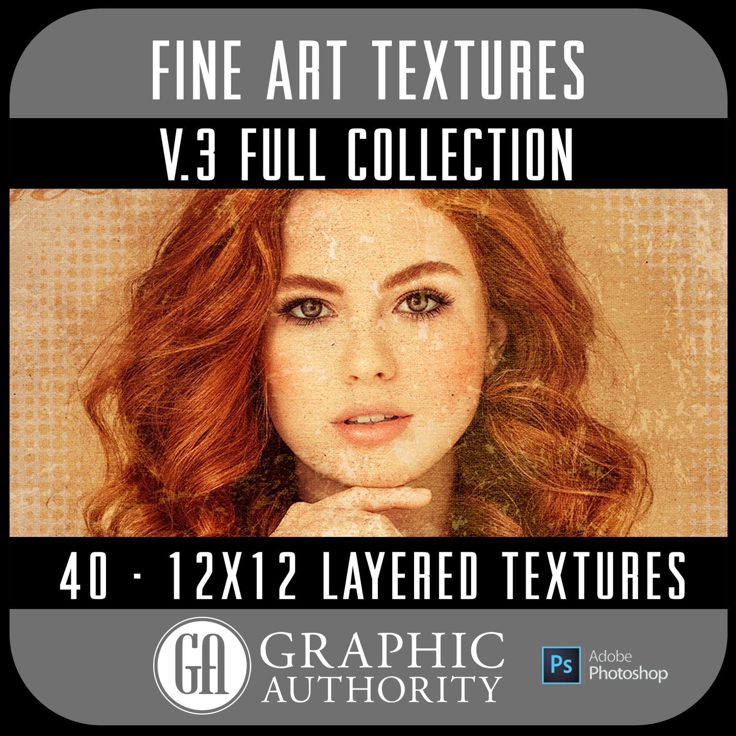 Fine Art V.3 - 12x12 Layered Textures - Full Collection-Photoshop Template - Graphic Authority