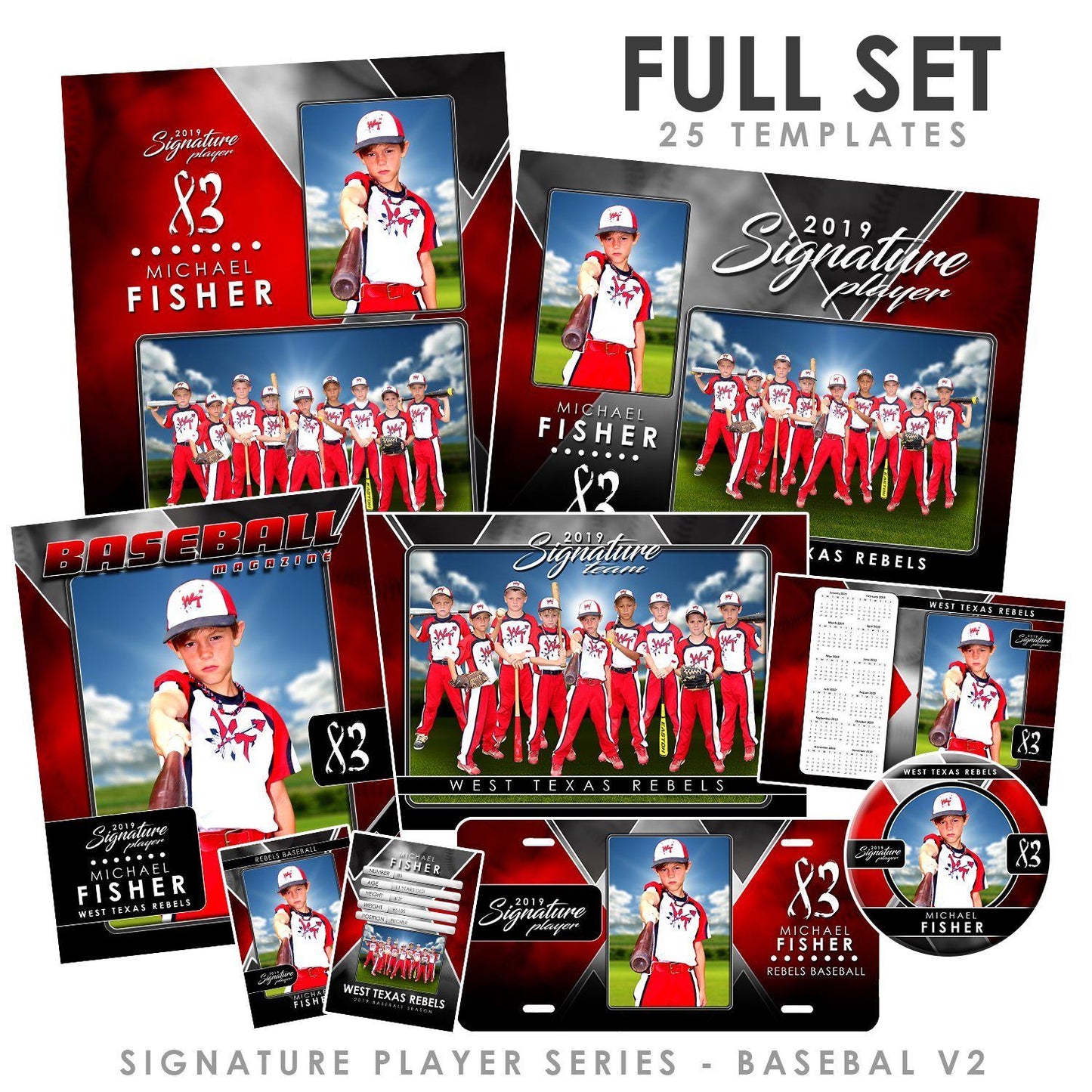Signature Player - Baseball - V2 - T&I Drop-In Collection-Photoshop Template - Photo Solutions