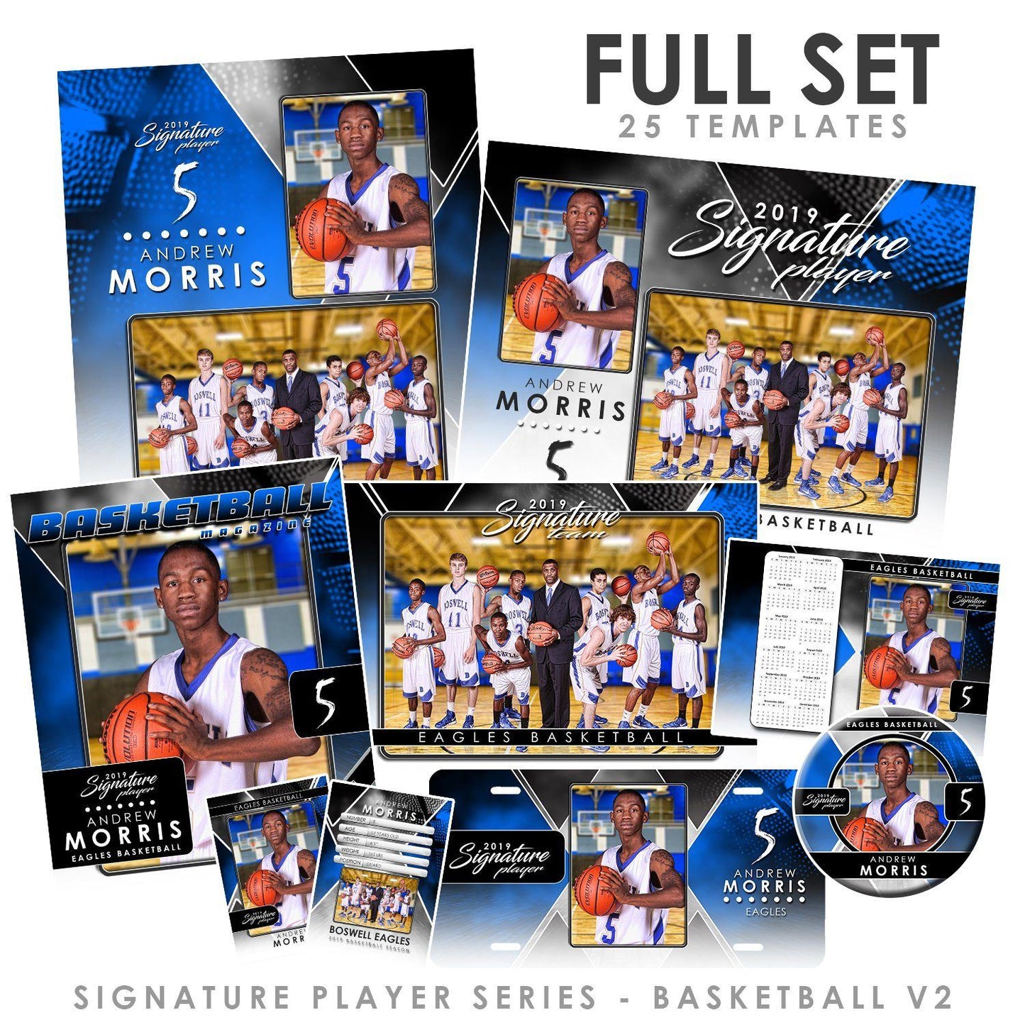 Signature Player - Basketball - V2 - T&I Drop-In Collection-Photoshop Template - Photo Solutions