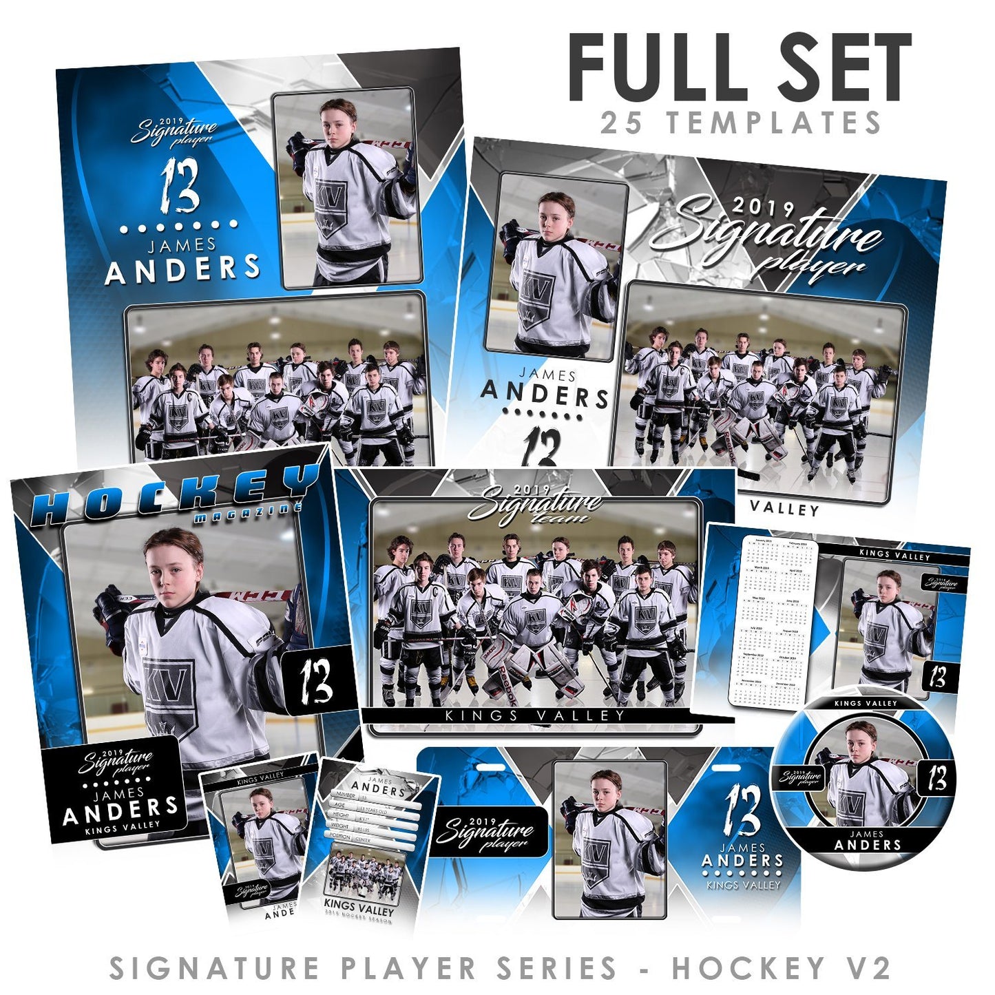 Signature Player - Hockey - V2 - T&I Drop-In Collection-Photoshop Template - Photo Solutions