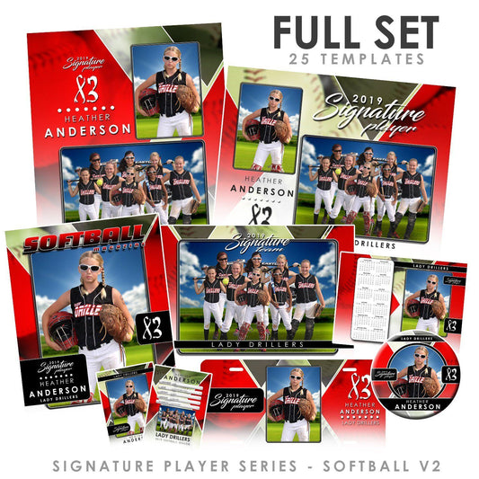 Signature Player - Softball - V2 - T&I Drop-In Collection-Photoshop Template - Photo Solutions