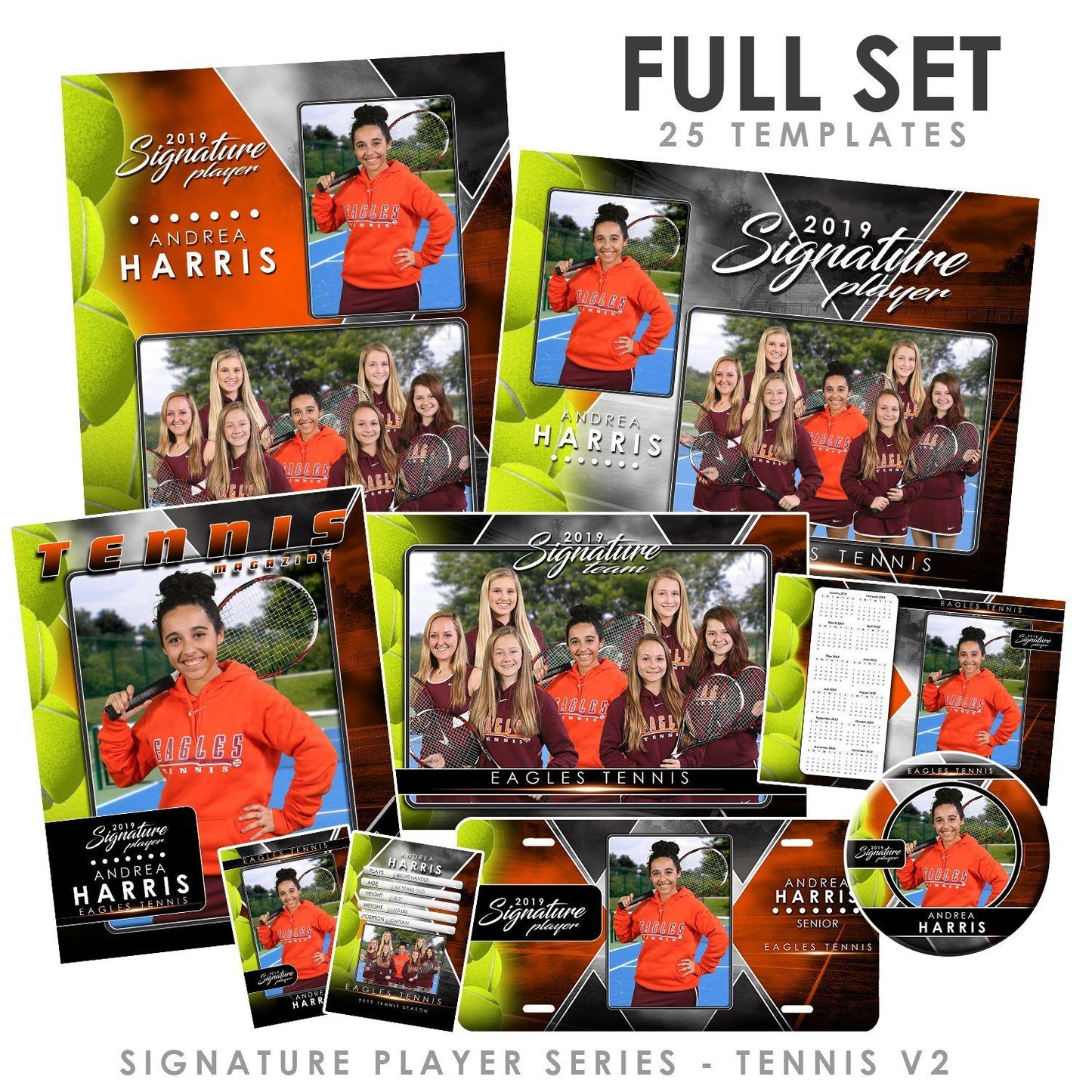 Signature Player - Tennis - V2 - T&I Drop-In Collection-Photoshop Template - Photo Solutions