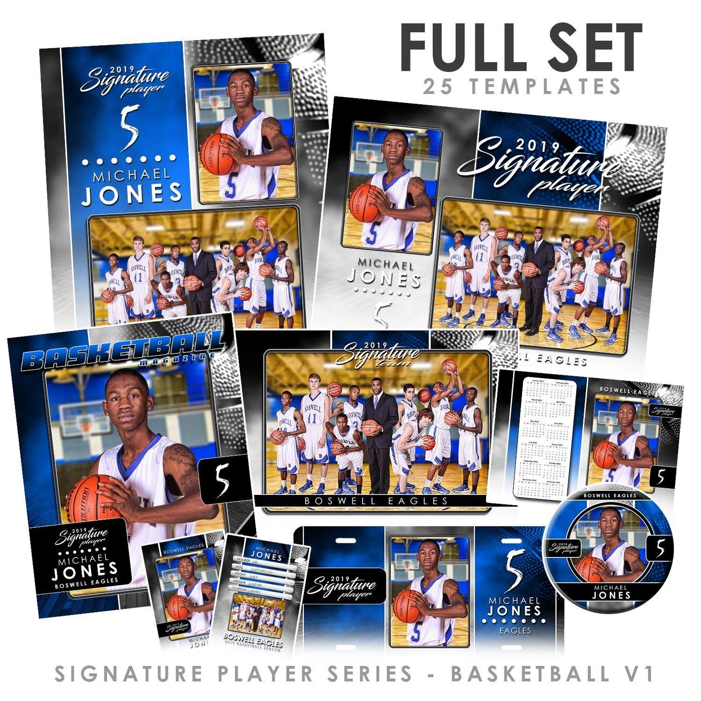 Signature Player - Basketball - V1 - T&I Drop-In Collection-Photoshop Template - Photo Solutions