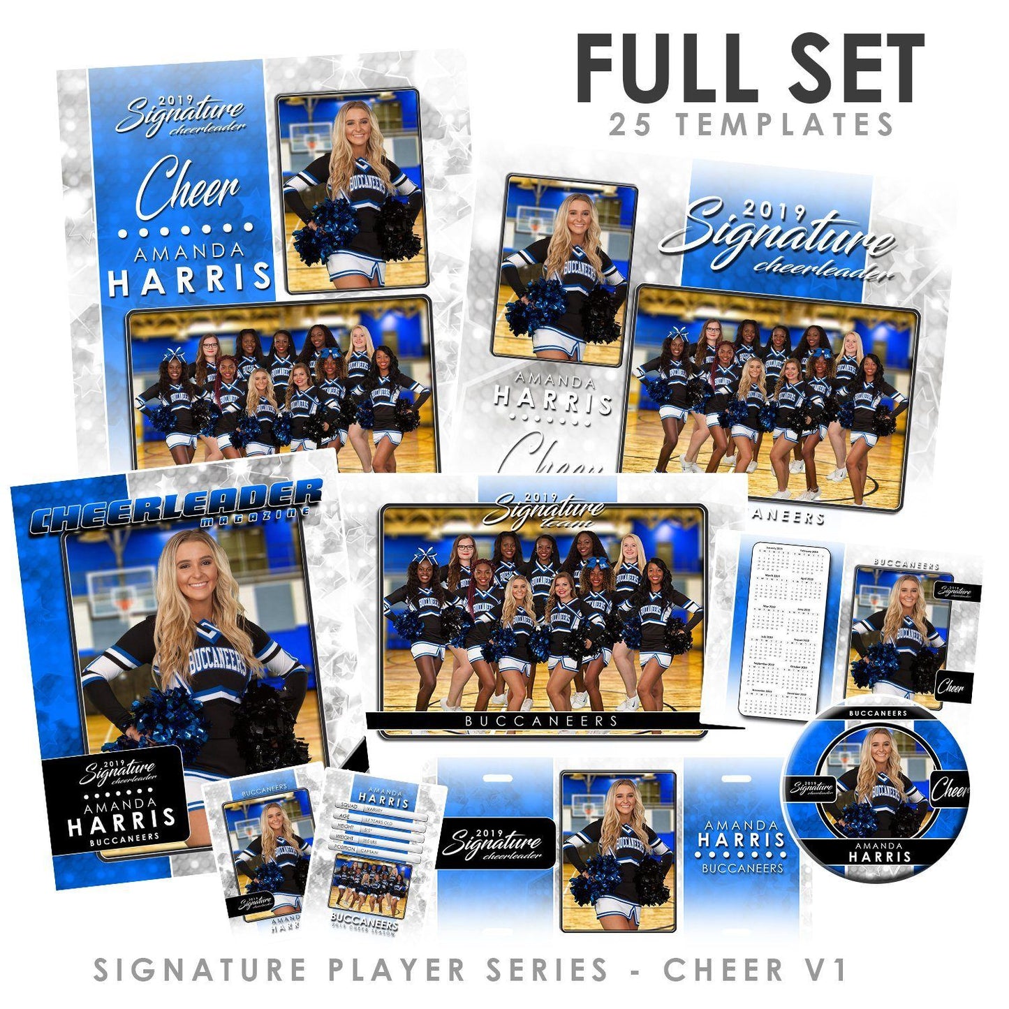 Signature Player - Cheer - V1 - T&I Drop-In Collection-Photoshop Template - Photo Solutions