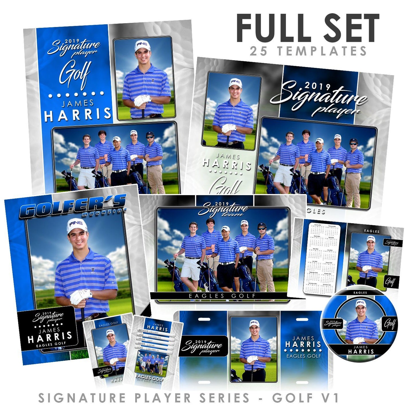 Signature Player - Golf - V1 - T&I Drop-In Collection-Photoshop Template - Photo Solutions