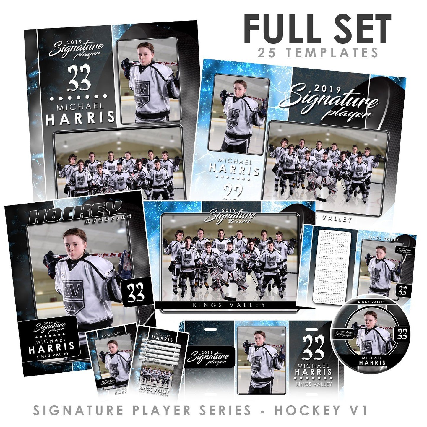 Signature Player - Hockey - V1 - T&I Drop-In Collection-Photoshop Template - Photo Solutions