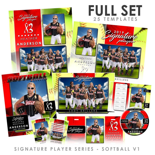 Signature Player - Softball - V1 - T&I Drop-In Collection-Photoshop Template - Photo Solutions