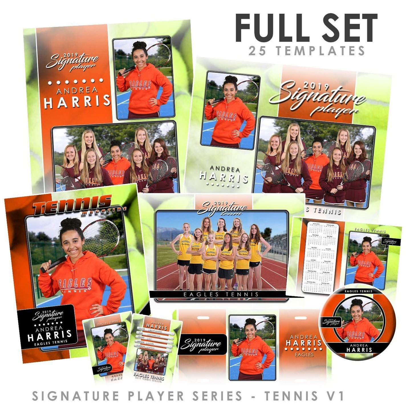 Signature Player - Tennis - V1 - T&I Drop-In Collection-Photoshop Template - Photo Solutions