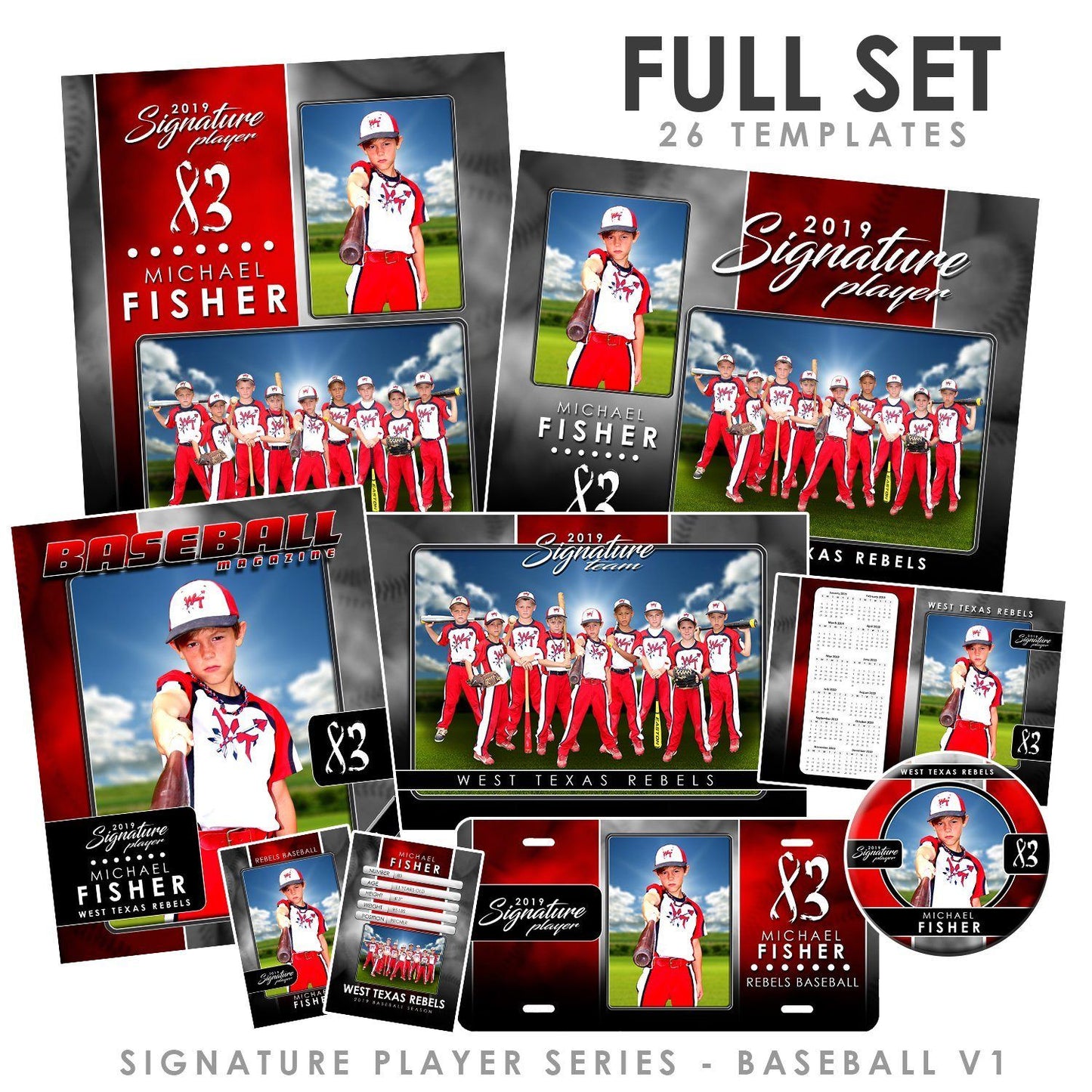 Signature Player - Baseball - V1 - T&I Drop-In Collection-Photoshop Template - Photo Solutions