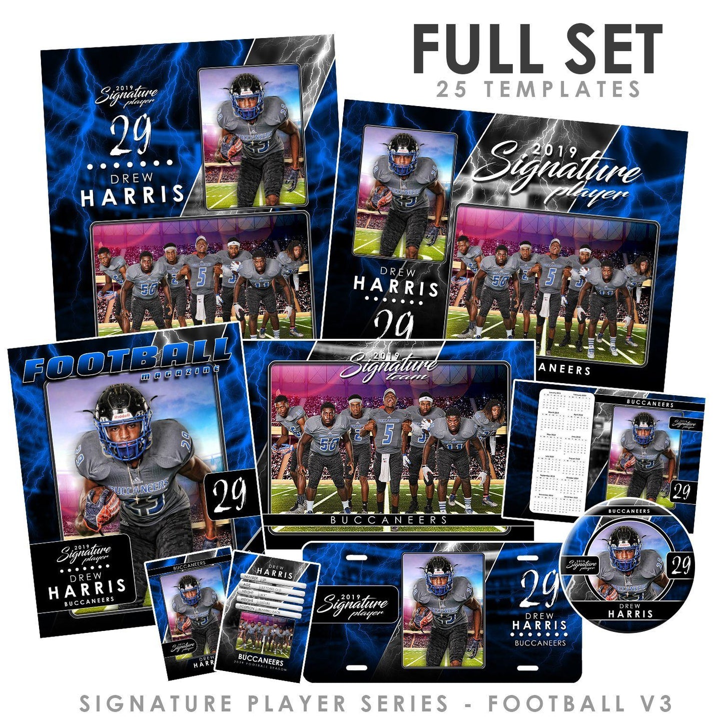 Signature Player - Football - V3 - T&I Drop-In Collection-Photoshop Template - Photo Solutions