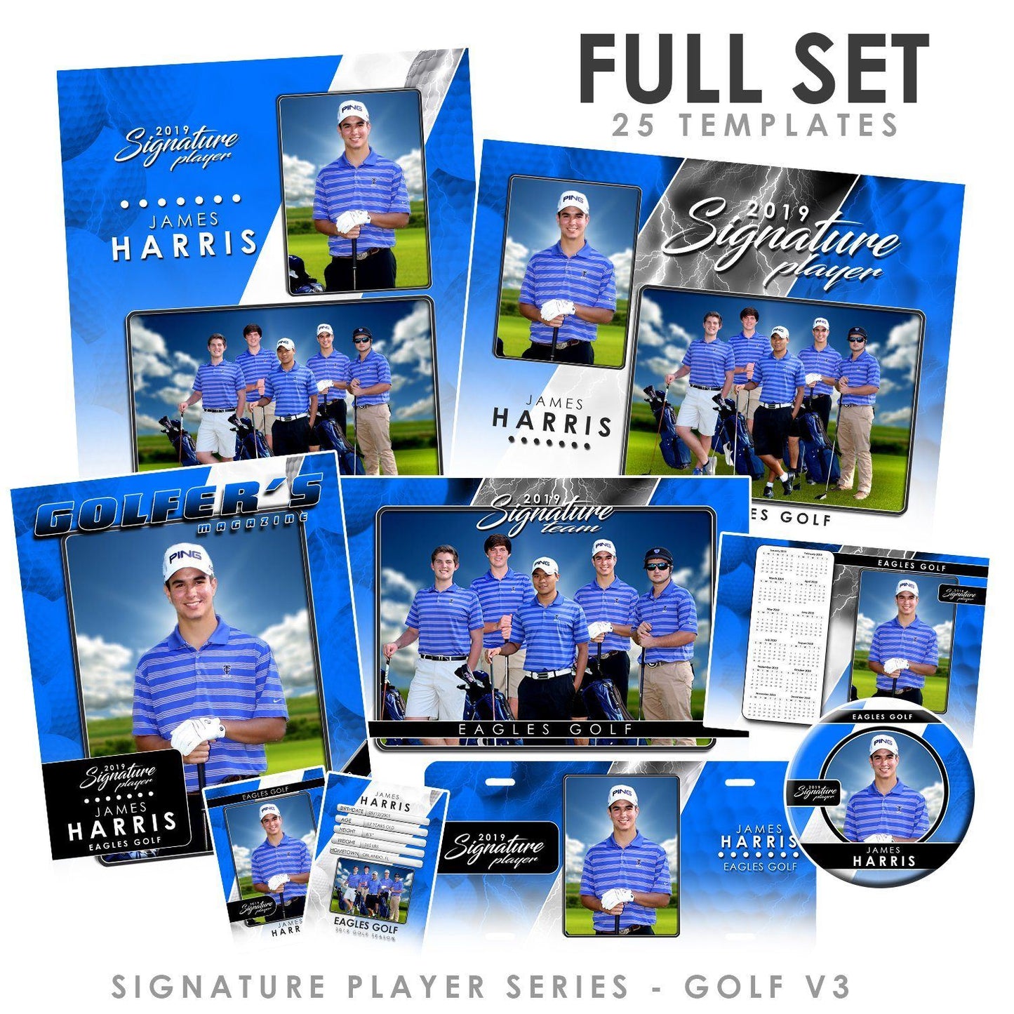 Signature Player - Golf - V3 - T&I Drop-In Collection-Photoshop Template - Photo Solutions