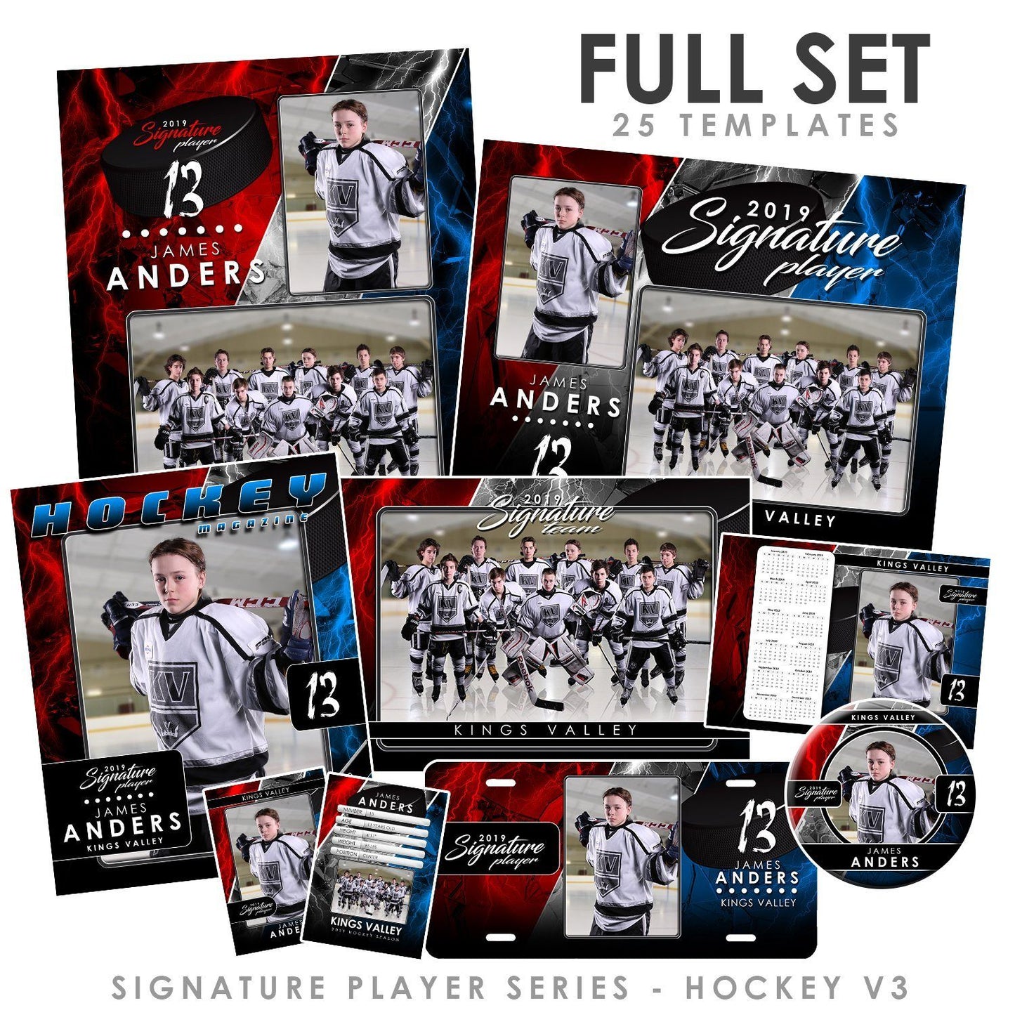 Signature Player - Hockey - V3 - T&I Drop-In Collection-Photoshop Template - Photo Solutions