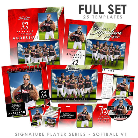 Signature Player - Softball - V3 - T&I Drop-In Collection-Photoshop Template - Photo Solutions