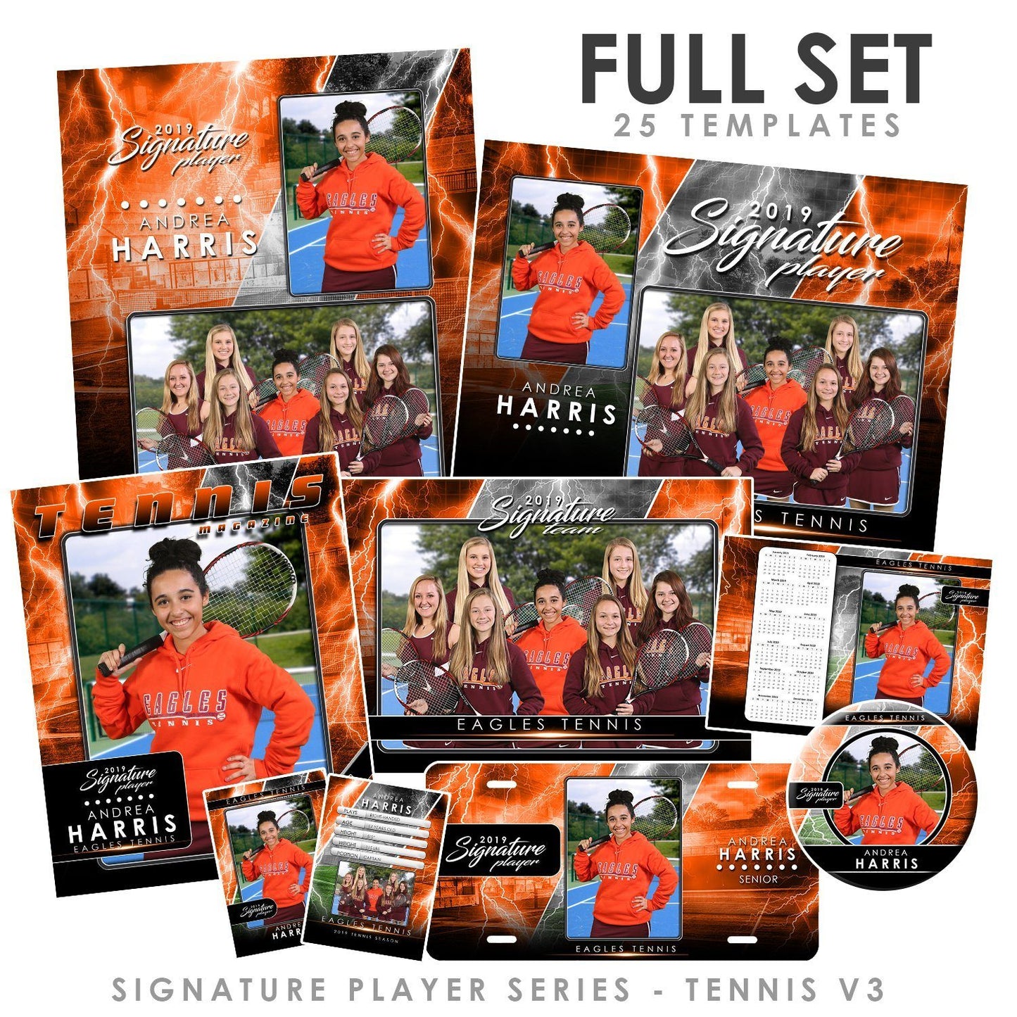 Signature Player - Tennis - V3 - T&I Drop-In Collection-Photoshop Template - Photo Solutions
