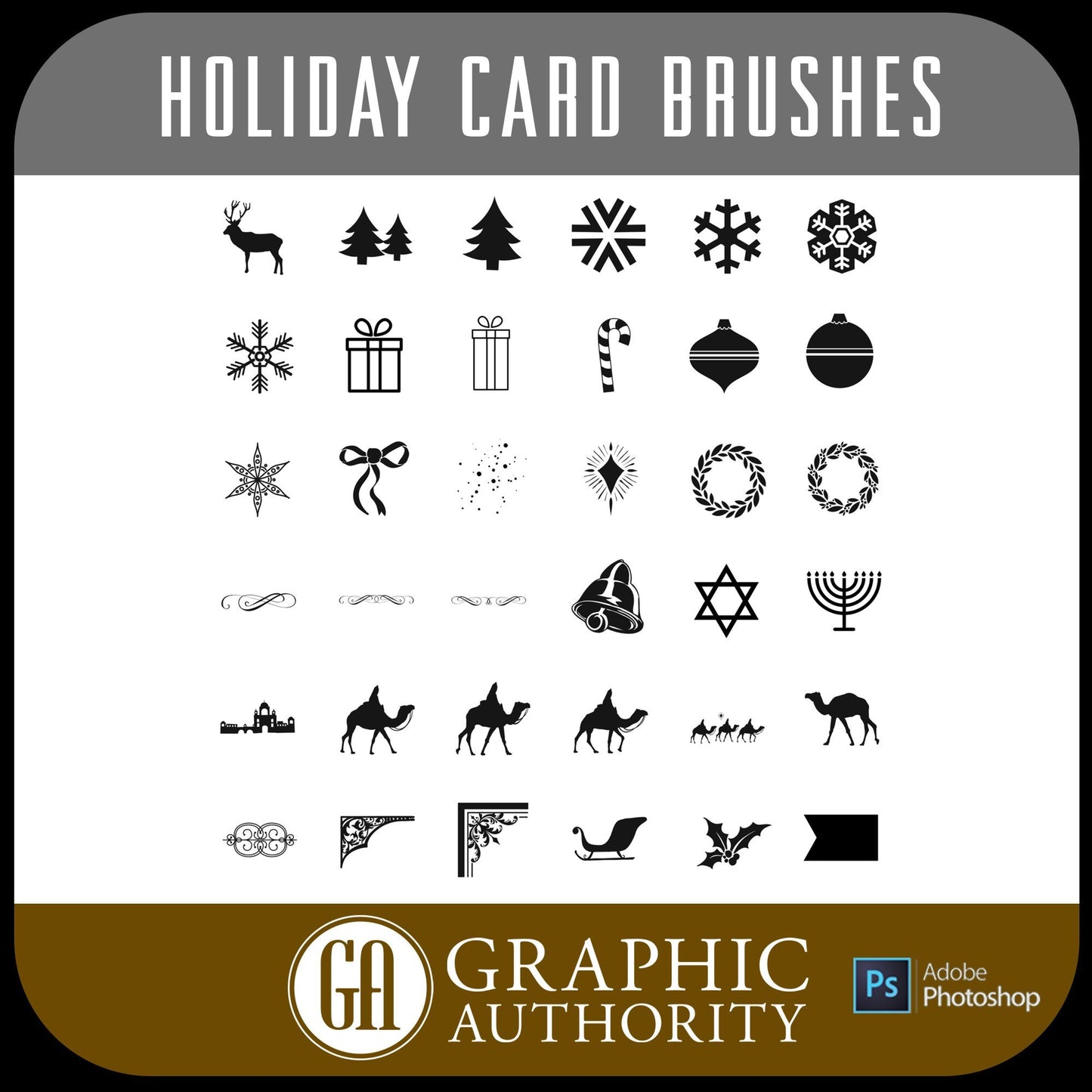 Holiday Christmas Card Photoshop ABR Brushes-Photoshop Template - Graphic Authority