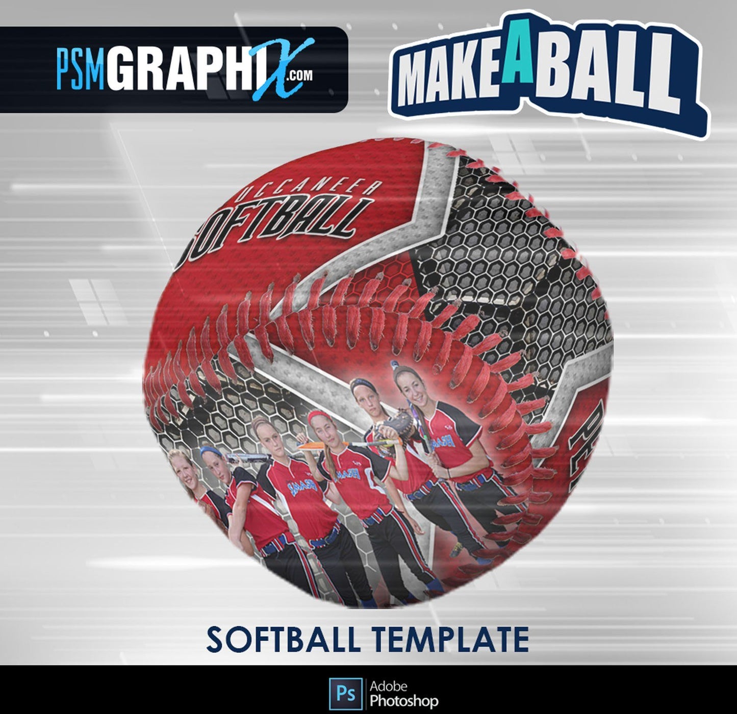 Honeycomb - V.1 - Softball - Make-A-Ball Photoshop Template-Photoshop Template - PSMGraphix