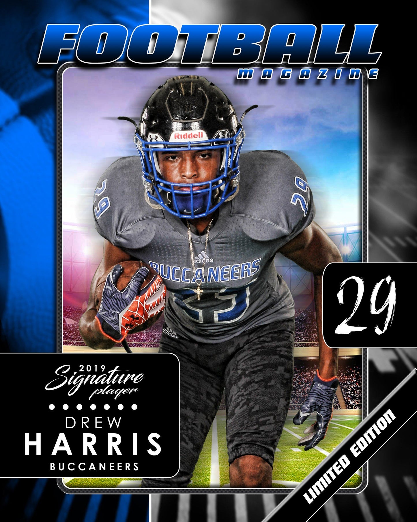 Signature Player - Football - V1 - Drop-In Magazine Cover Template-Photoshop Template - Photo Solutions