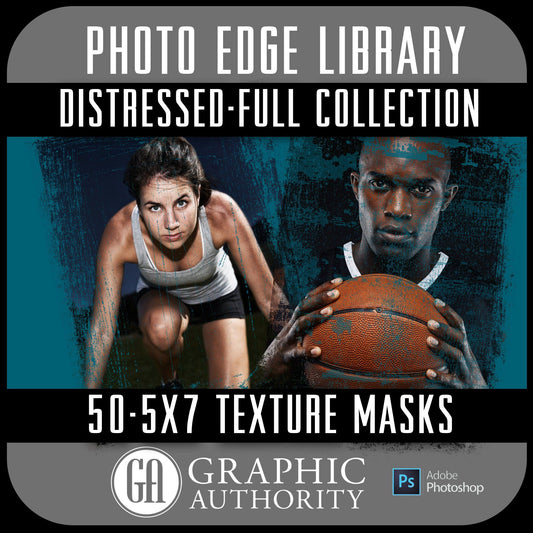 Photo Edge Library - Distressed Edges 5x7 - Full Collection-Photoshop Template - Graphic Authority