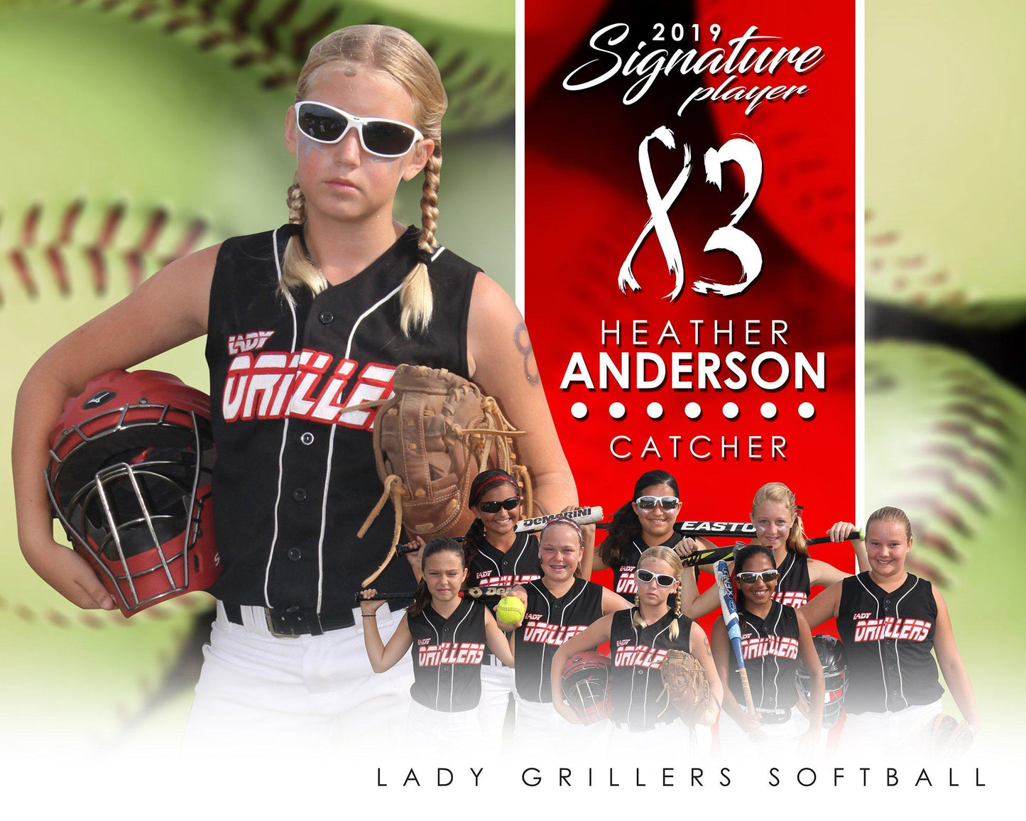 Softball - v.1 - Signature Player - H T&I Poster/Banner-Photoshop Template - Photo Solutions