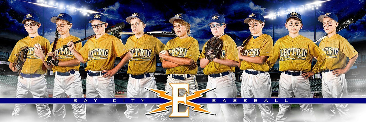 Baseball Night Game - Signature Series - Team Panoramic-Photoshop Template - Photo Solutions
