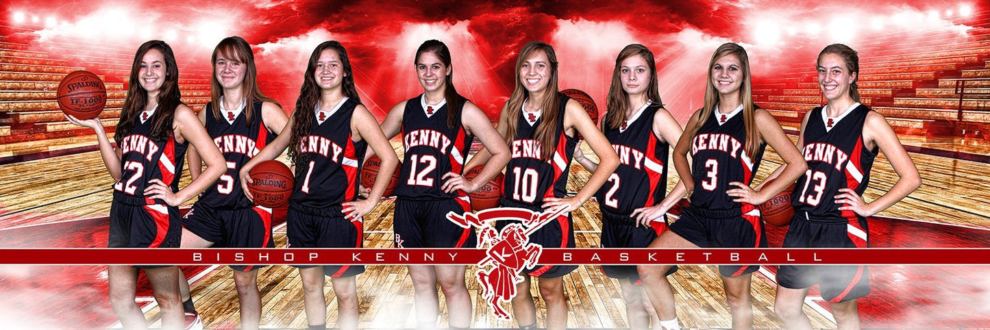 Basketball Night Game - Signature Series - Team Panoramic-Photoshop Template - Photo Solutions