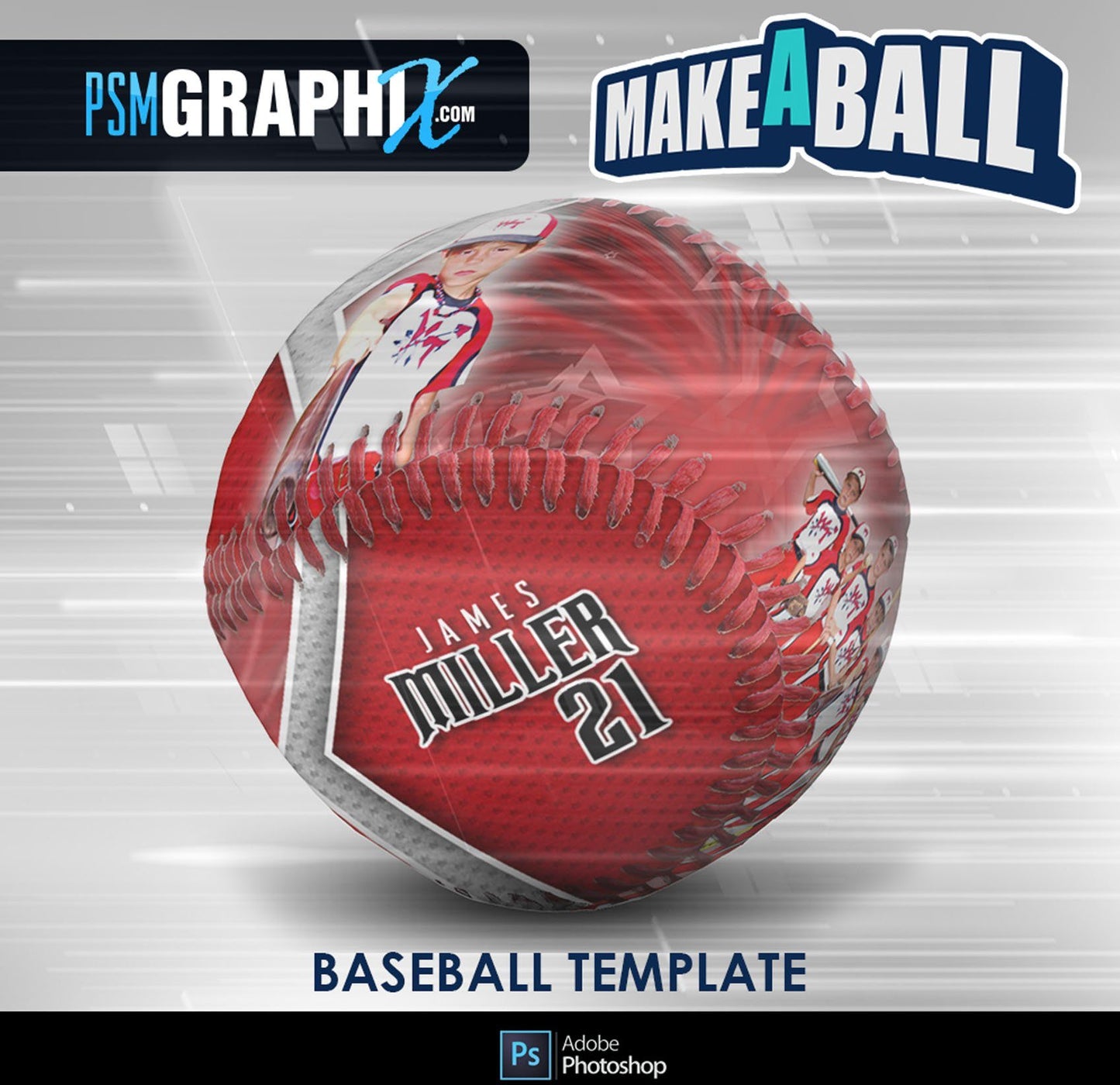 Spirit - V.1 - Baseball - Make-A-Ball Photoshop Template-Photoshop Template - PSMGraphix