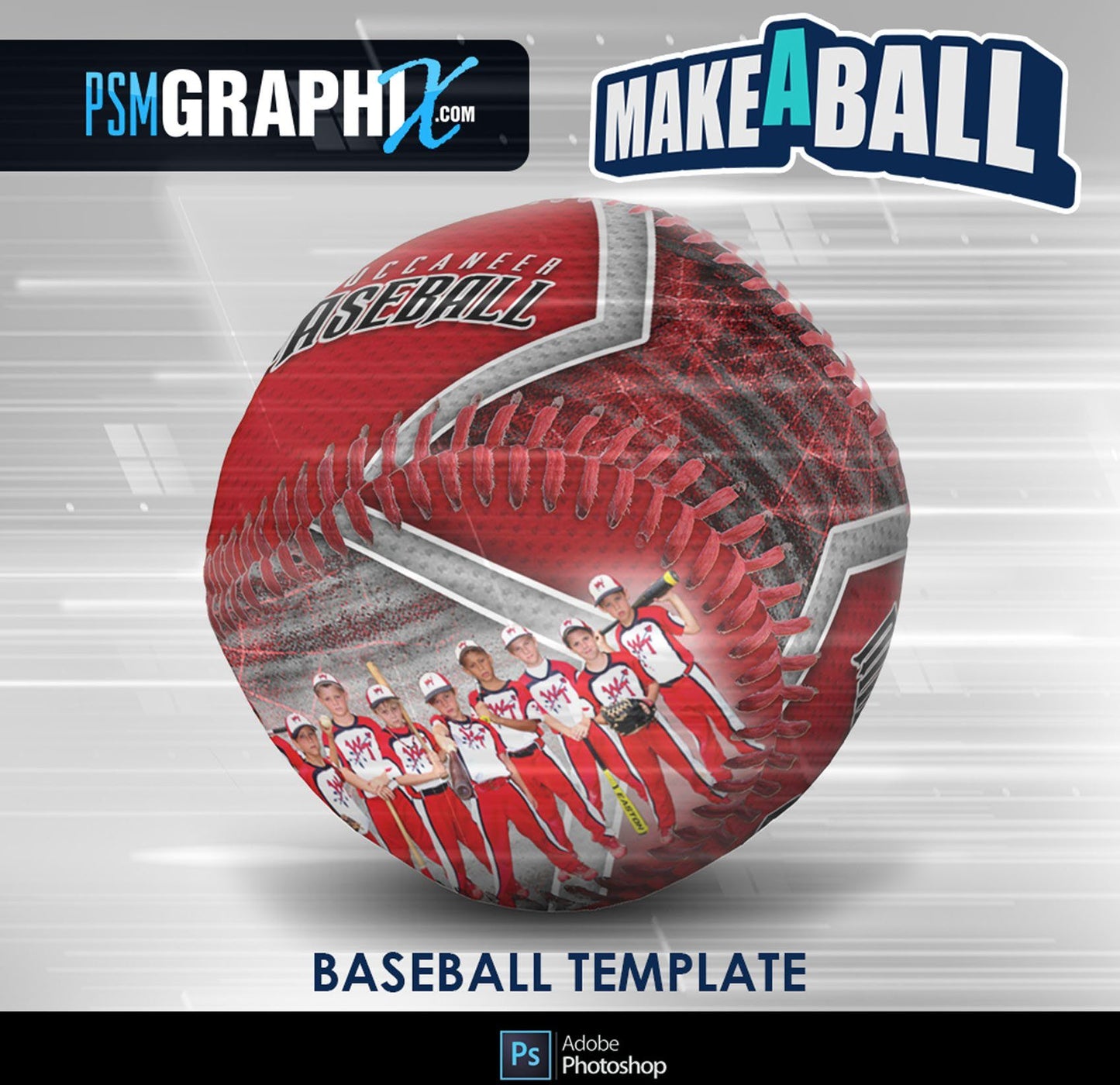 Steel Plate - V.1 - Baseball - Make-A-Ball Photoshop Template-Photoshop Template - PSMGraphix