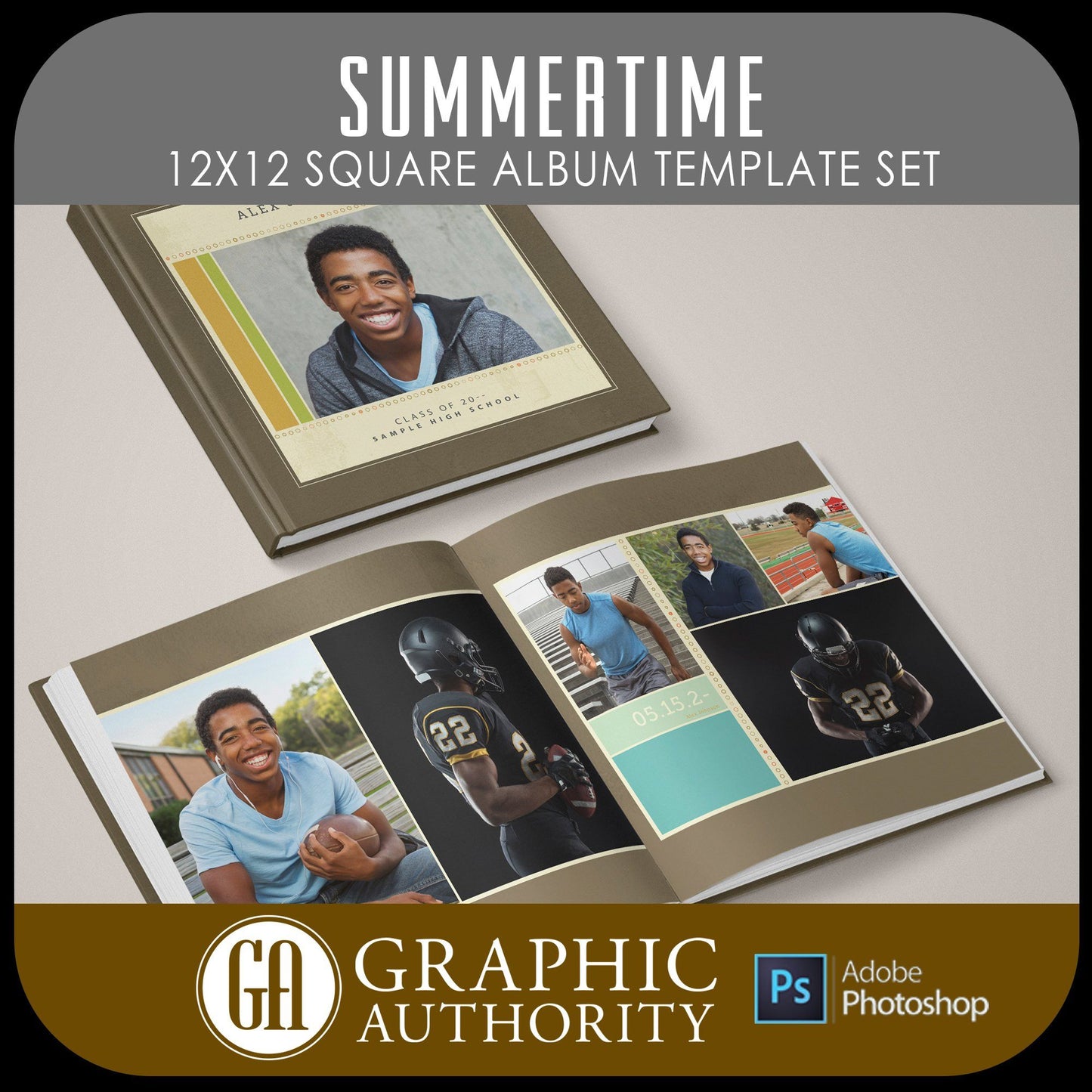 Summertime - 12x24 - Album Spreads-Photoshop Template - Graphic Authority