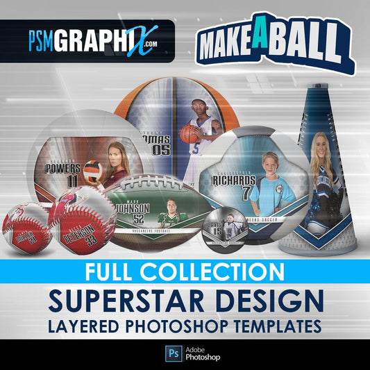 Superstar - V.1 - Make-A-Ball Full Template Collection-Photoshop Template - PSMGraphix