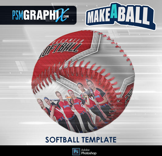 Superstar - V.1 - Softball - Make-A-Ball Photoshop Template-Photoshop Template - PSMGraphix