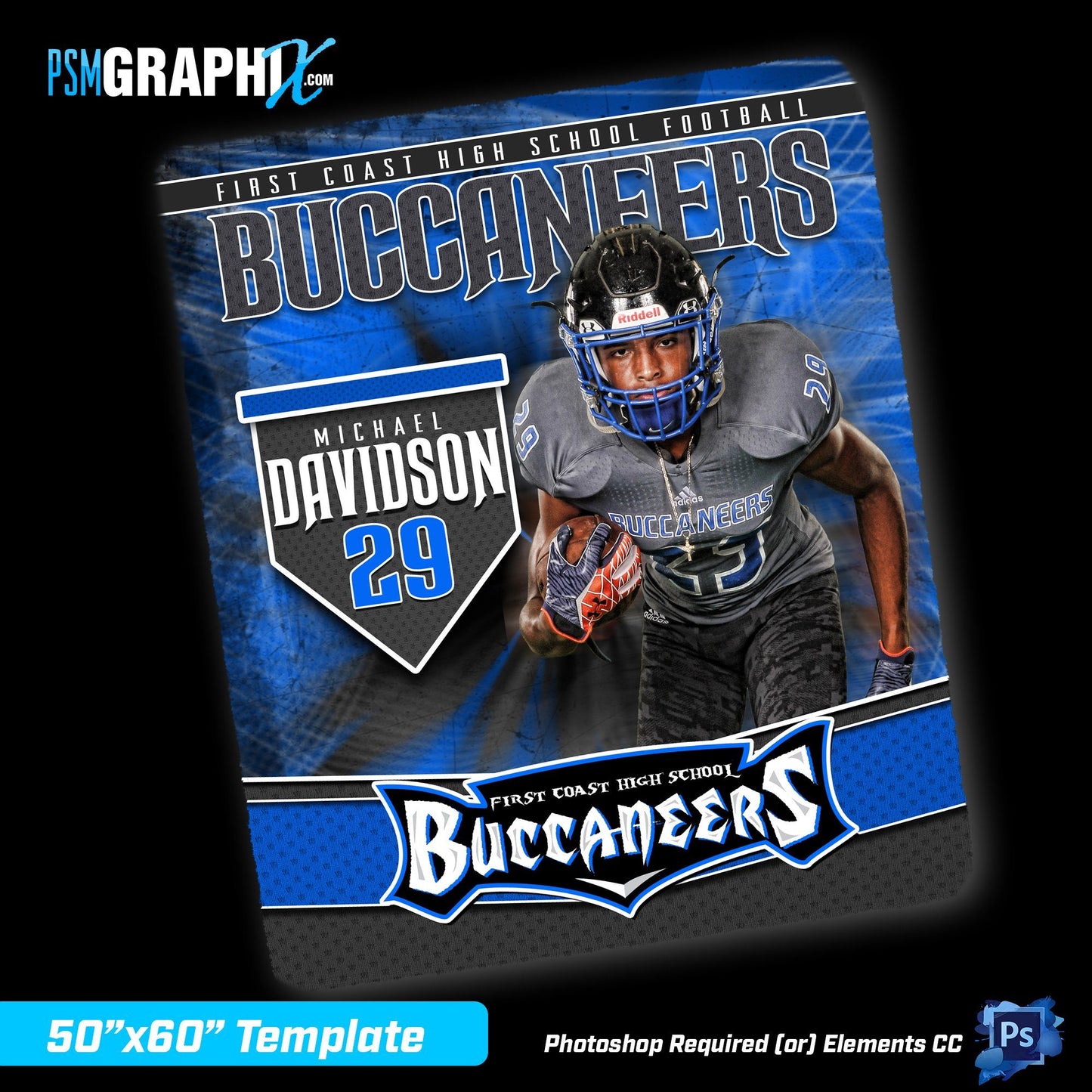 V1 - Buccanneer - 50"x60" Blanket Template-Photoshop Template - PSMGraphix