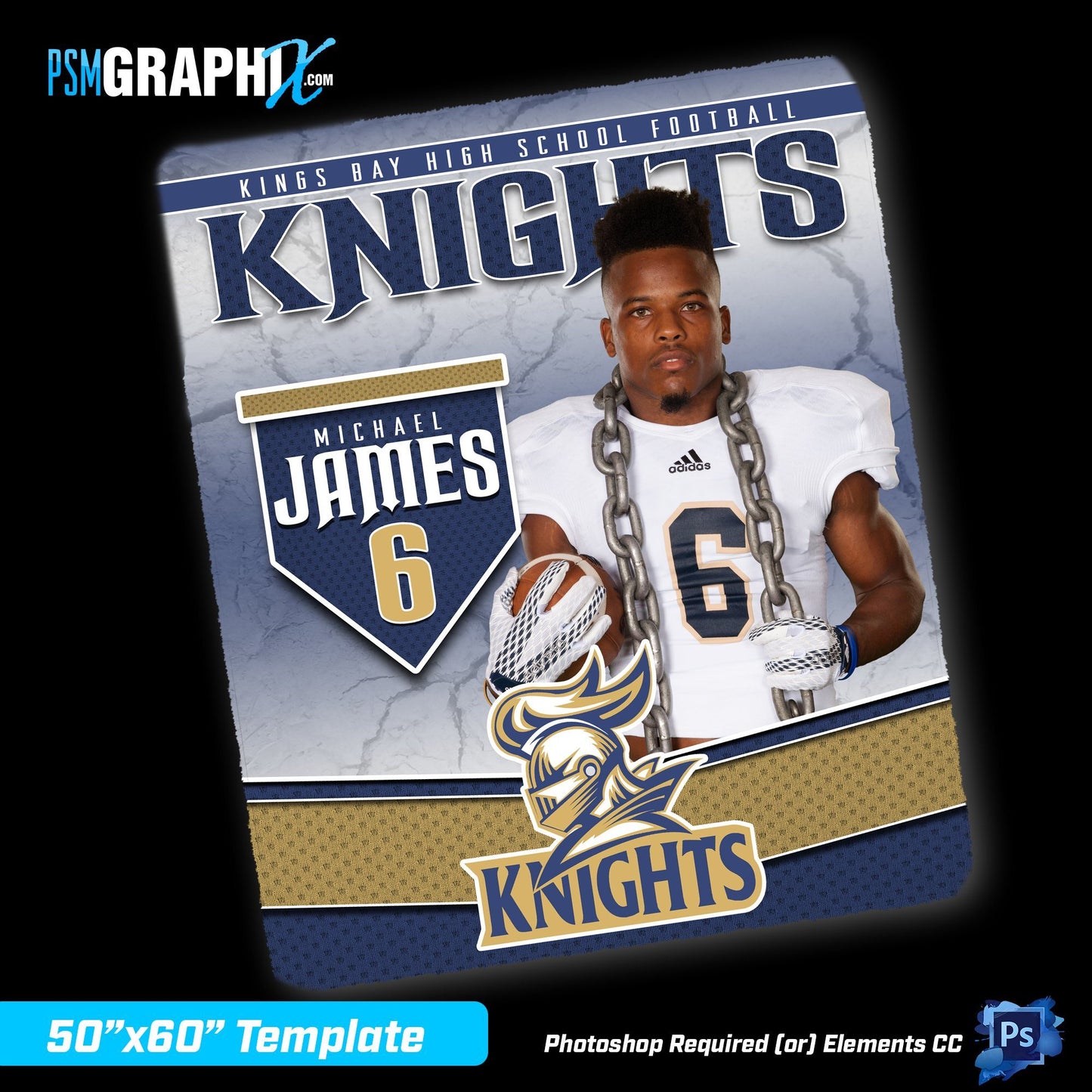 V1 - Metal - 50"x60" Blanket Template-Photoshop Template - PSMGraphix