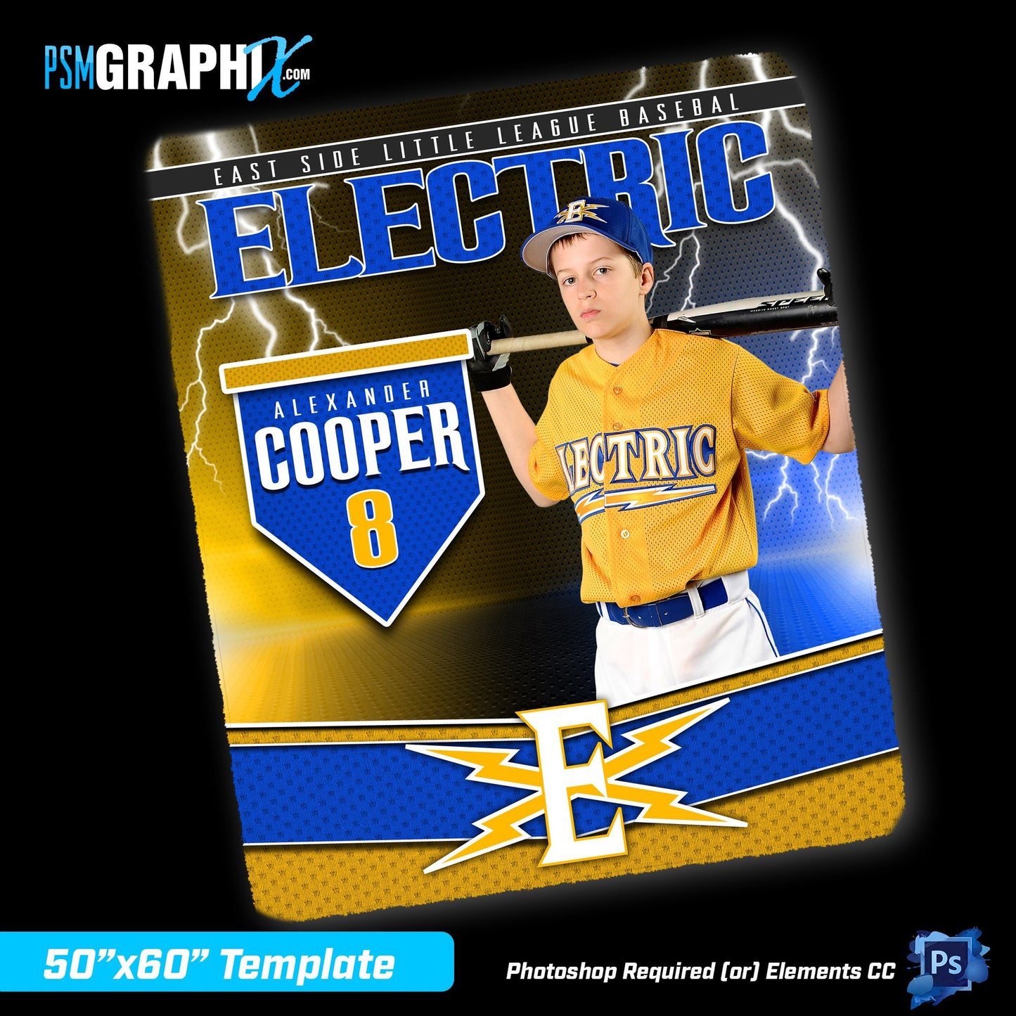 V2 - Electric - 50"x60" Blanket Template-Photoshop Template - PSMGraphix